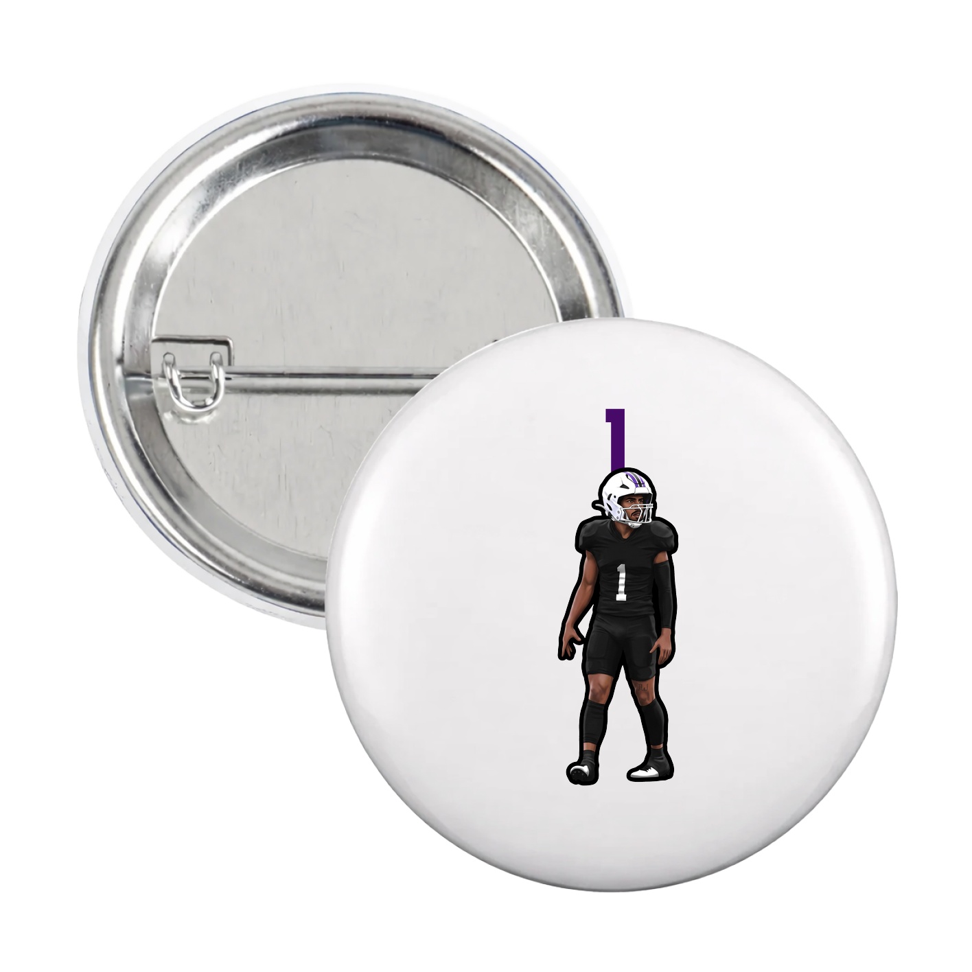 Game Day Button — Number Top in White