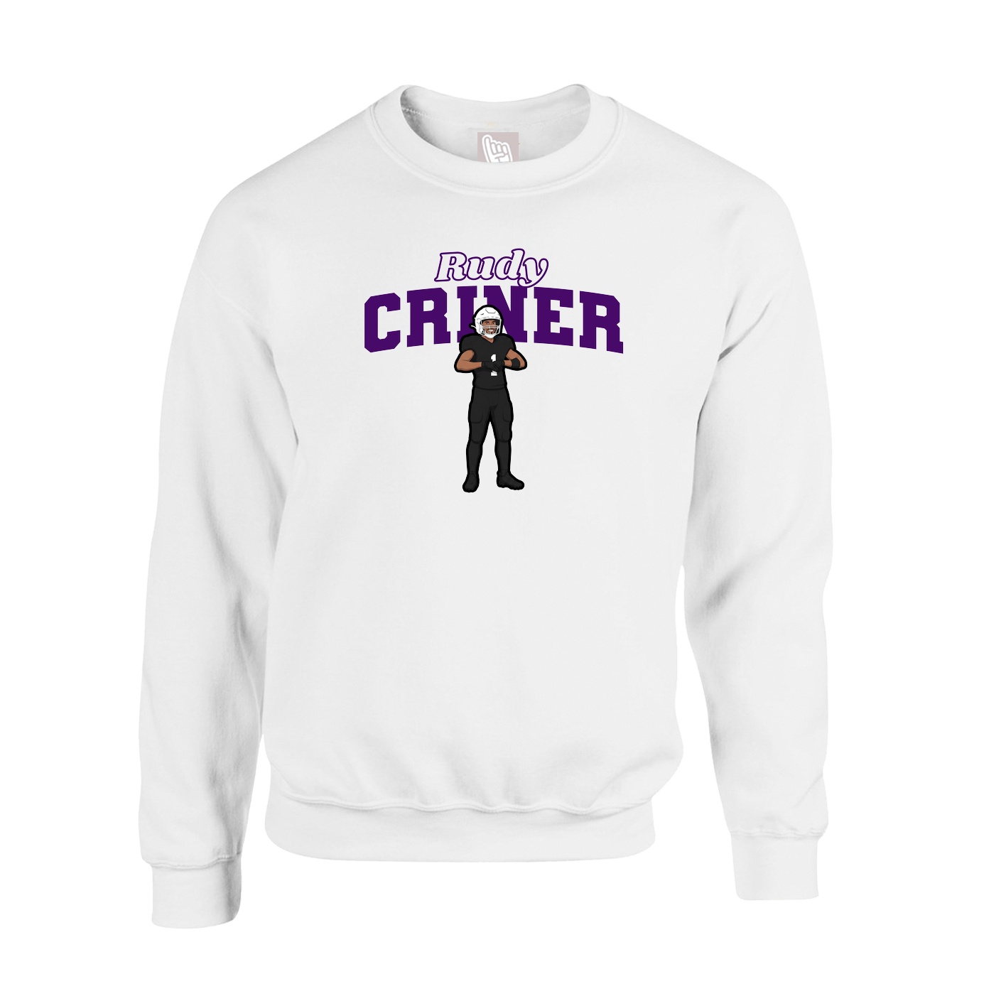 Fleece Crew — Name Arch in White
