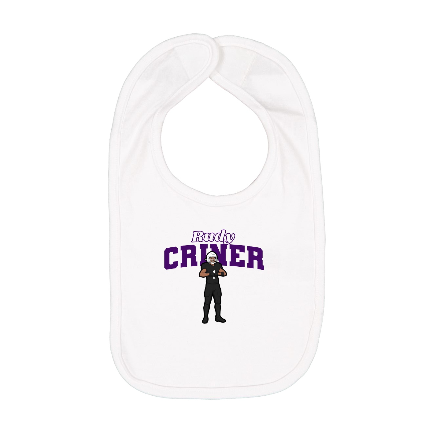 Infant Bib — Name Arch in White