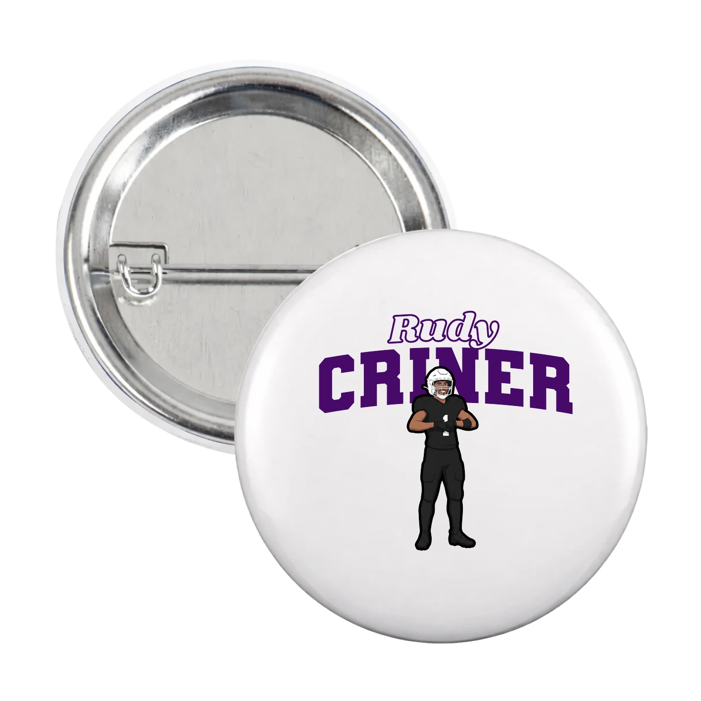 Game Day Button — Name Arch in White