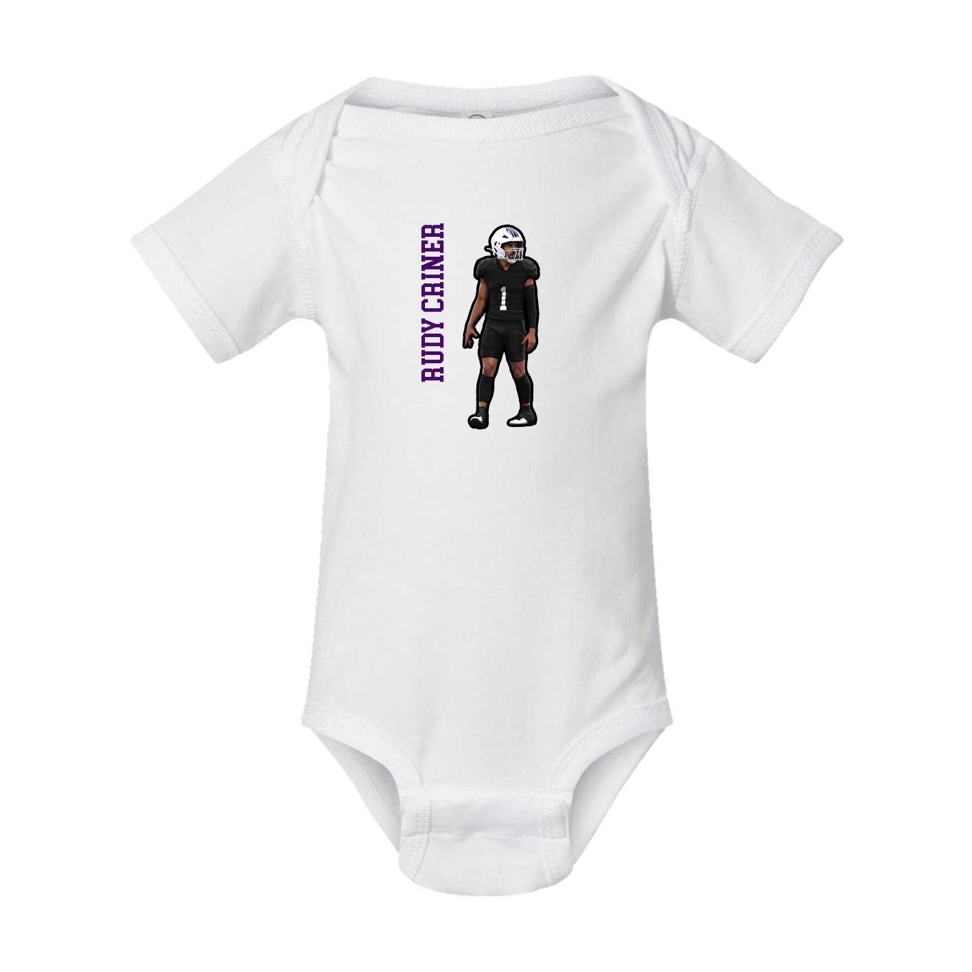 Baby Onesie — Name Vertical in White