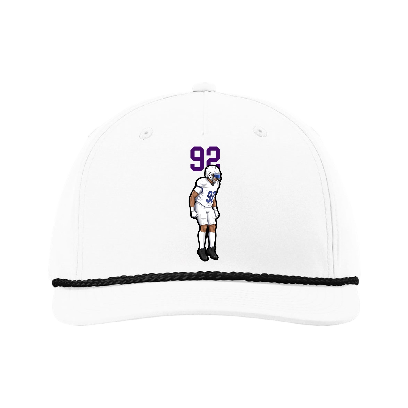 Five-Panel Classic Rope Cap — Number Top in White