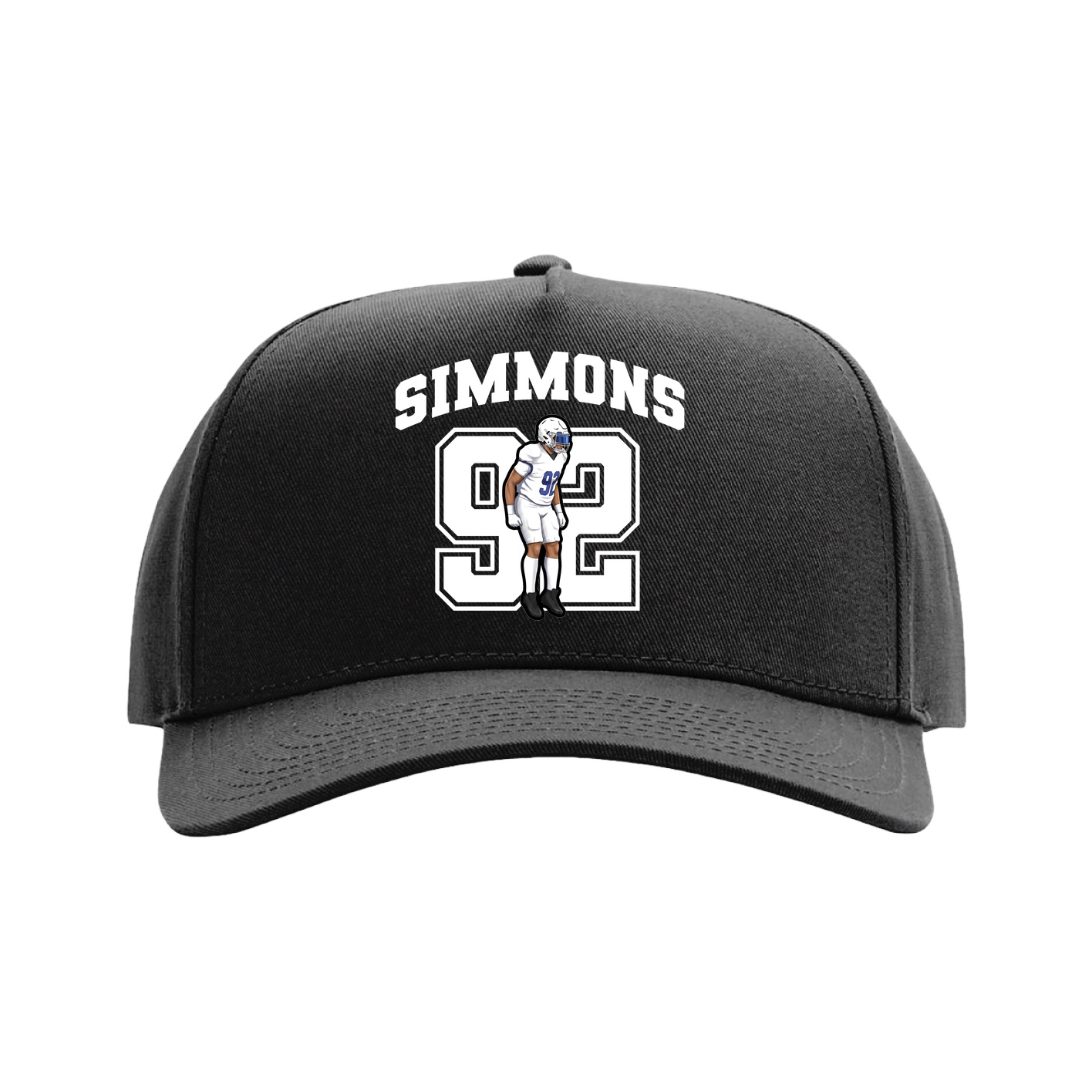Full Fabric Five-Panel Champ Cap — Number in Black