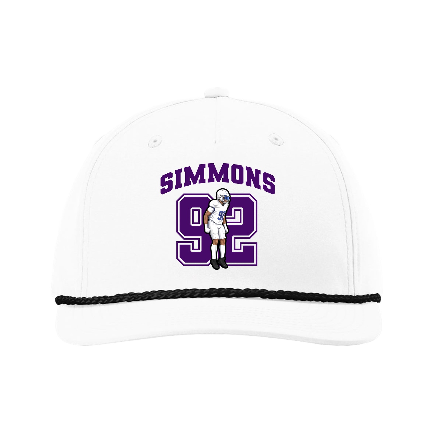 Five-Panel Classic Rope Cap — Number in White