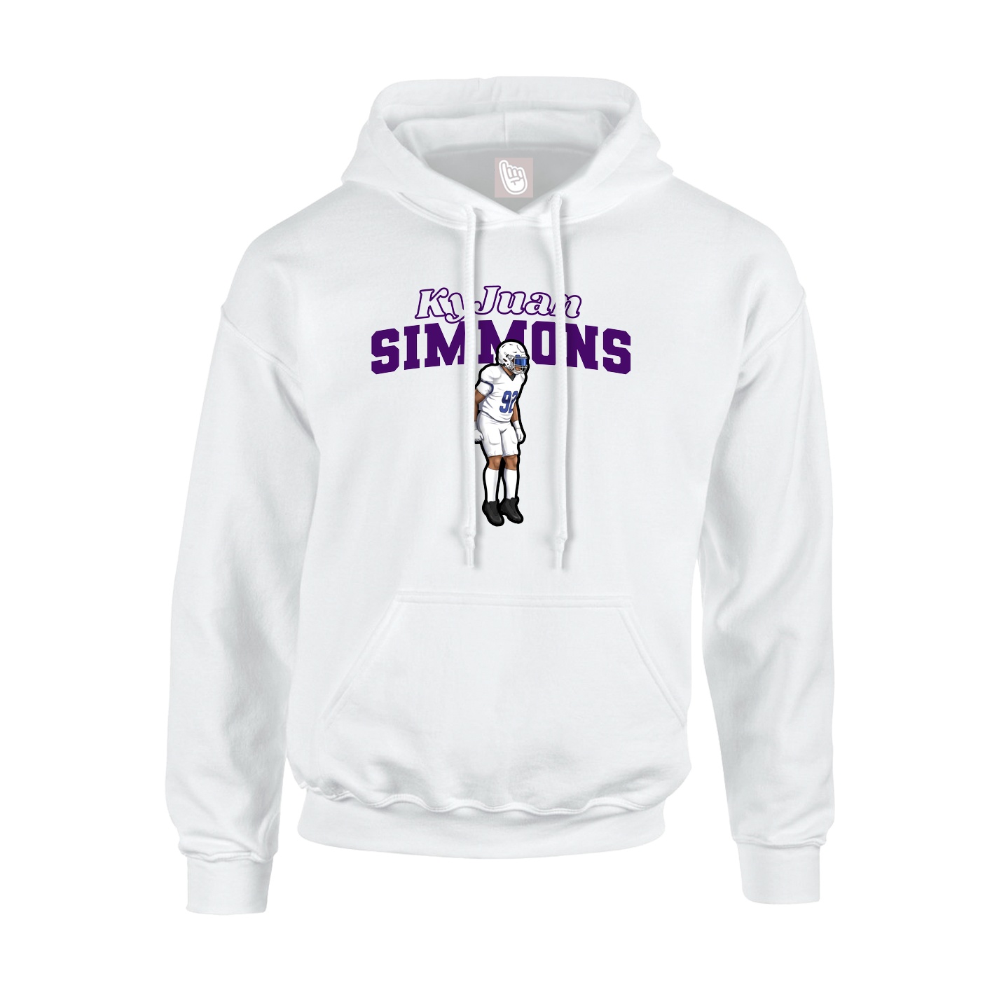 Youth Hoodie — Name Arch in White