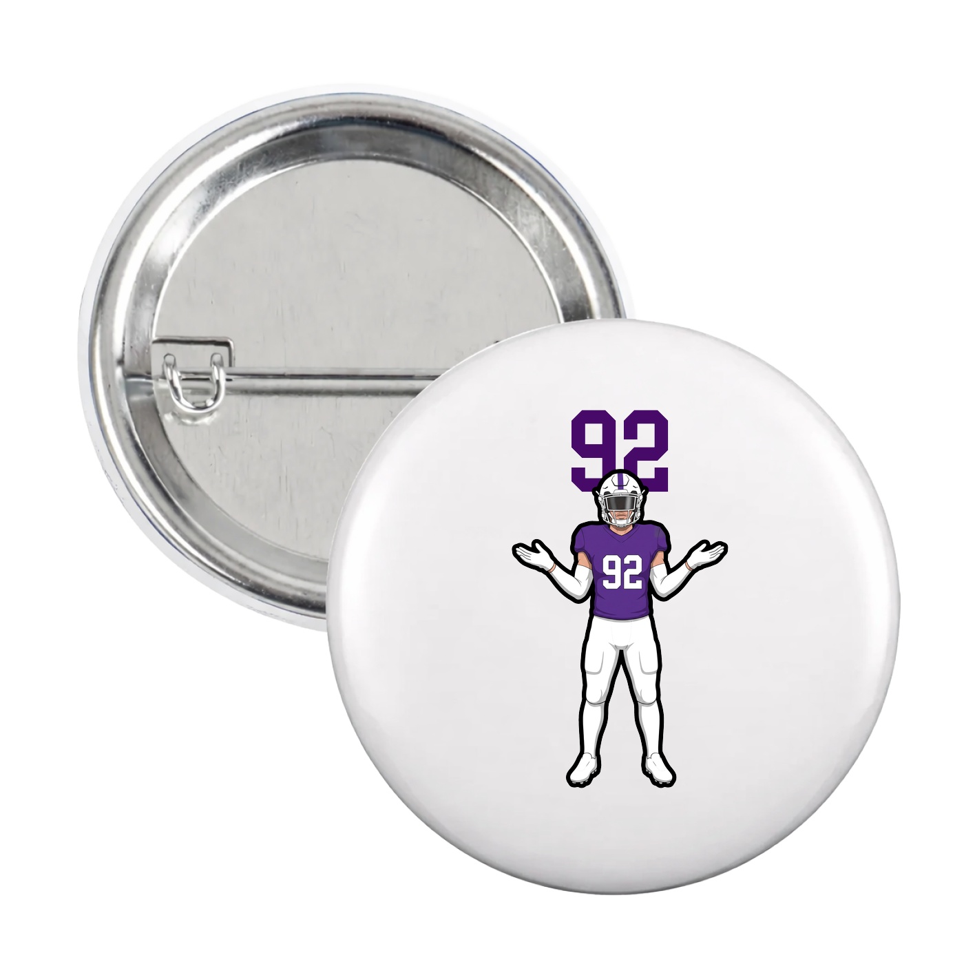 Game Day Button — Number Top in White