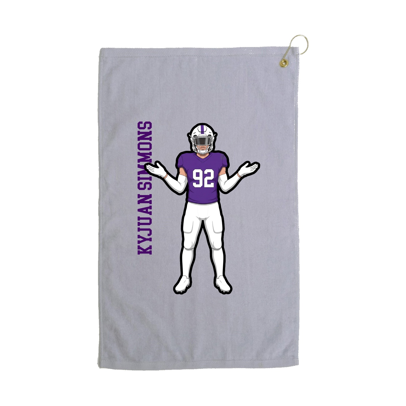 Golf Towel — Name Vertical in Grey