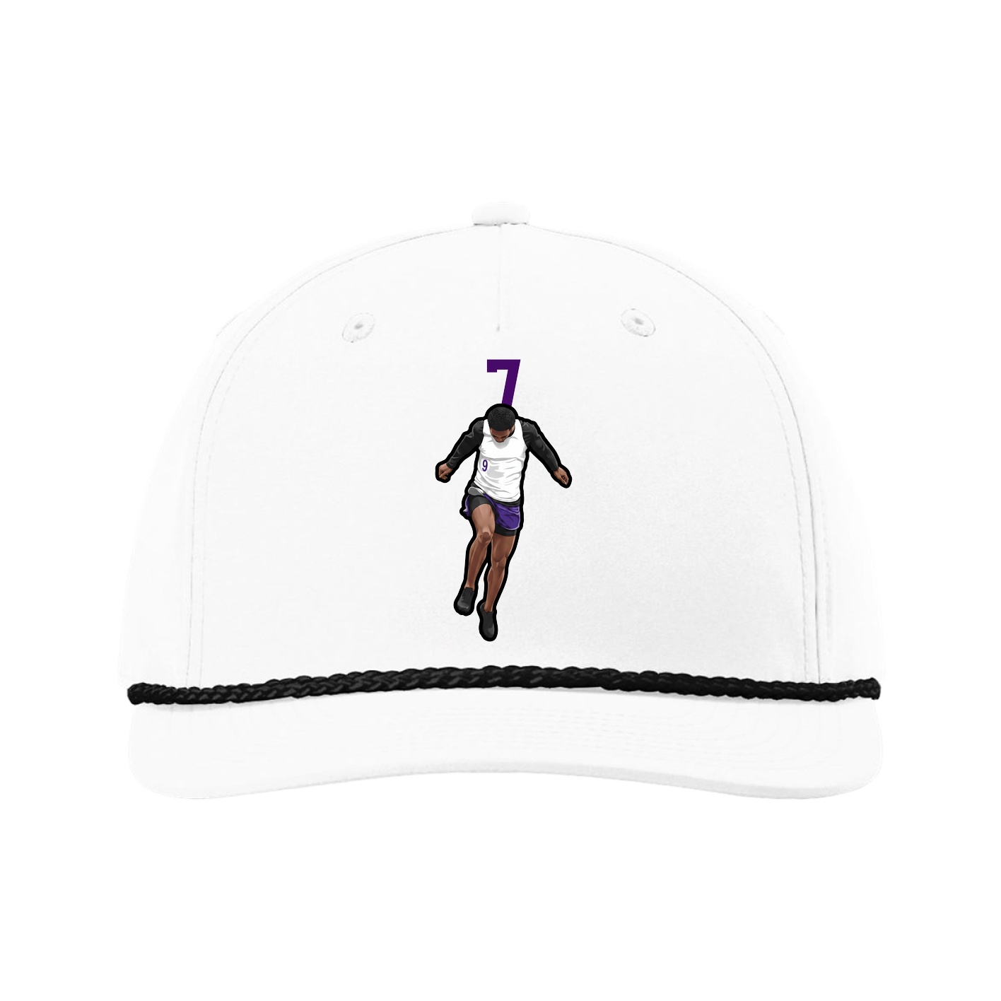 Five-Panel Classic Rope Cap — Number Top in White