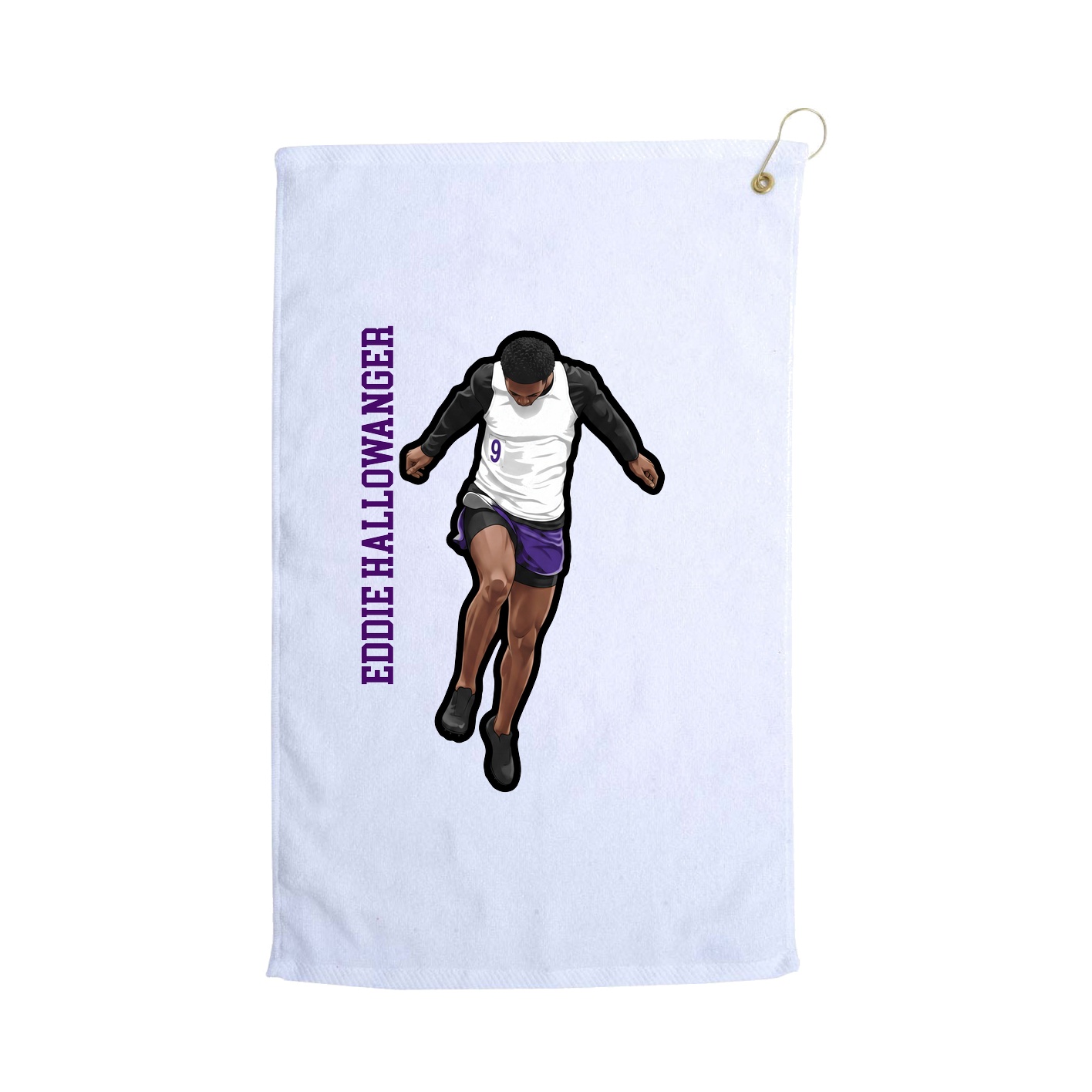 Golf Towel — Name Vertical in White