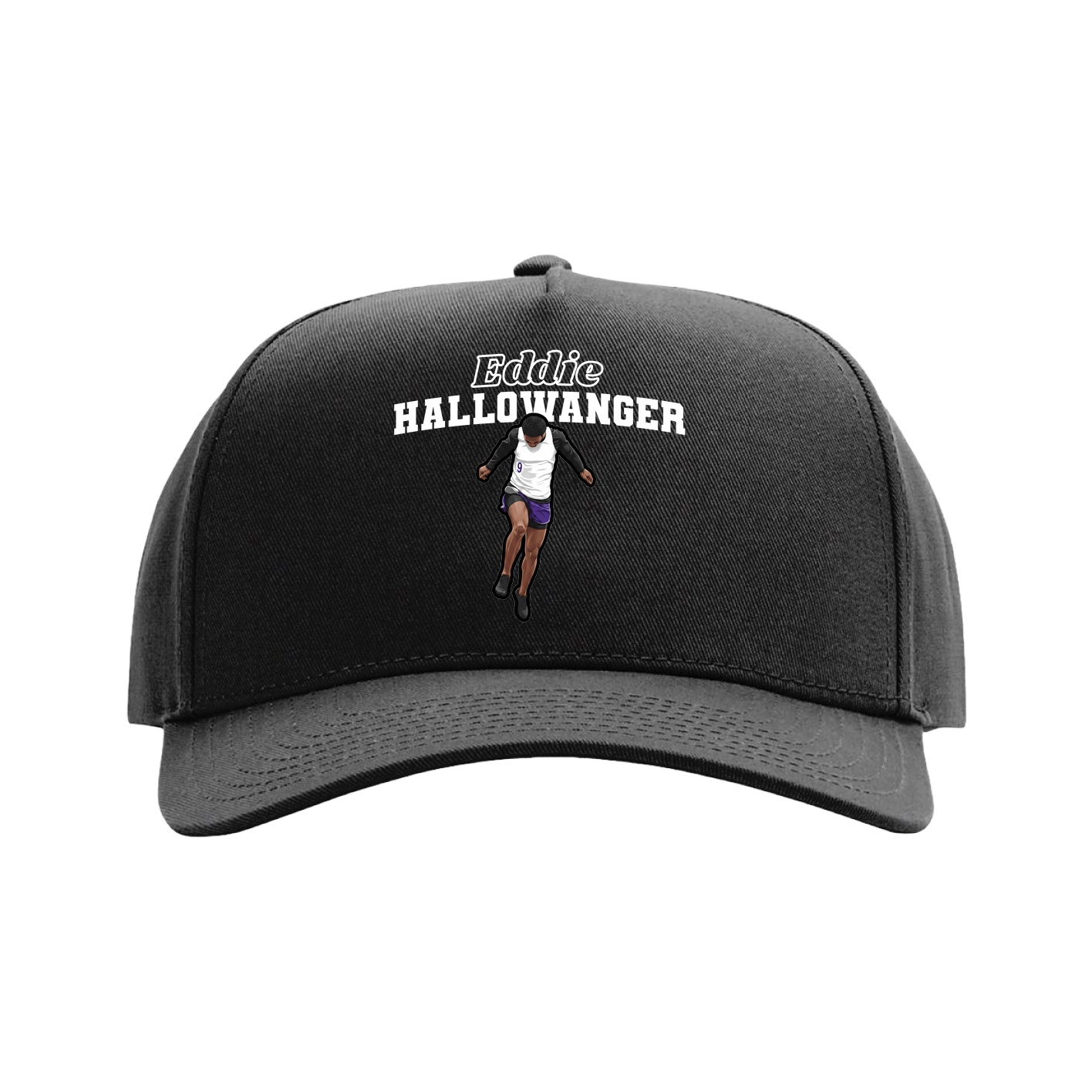 Full Fabric Five-Panel Champ Cap — Name Arch in Black
