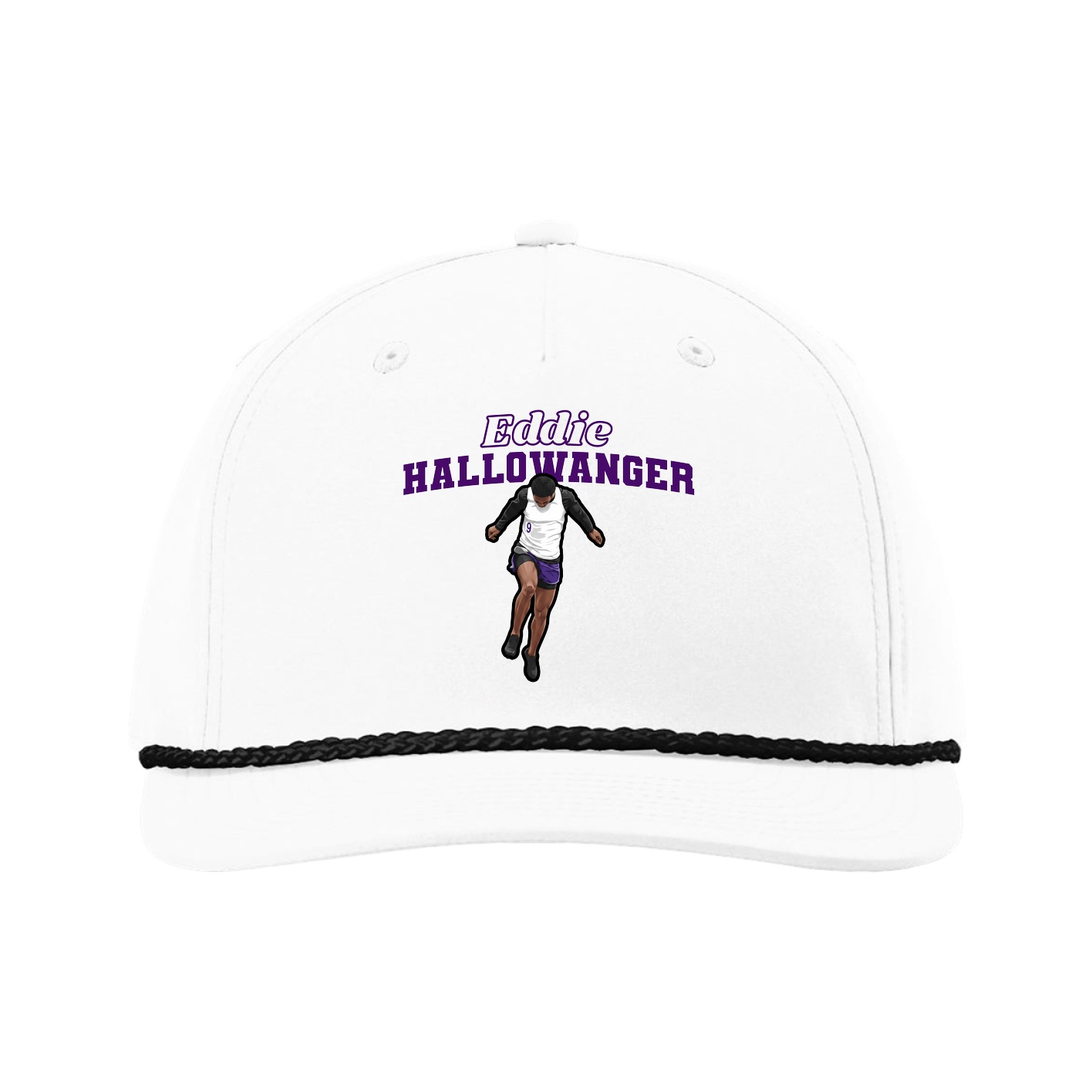 Five-Panel Classic Rope Cap — Name Arch in White