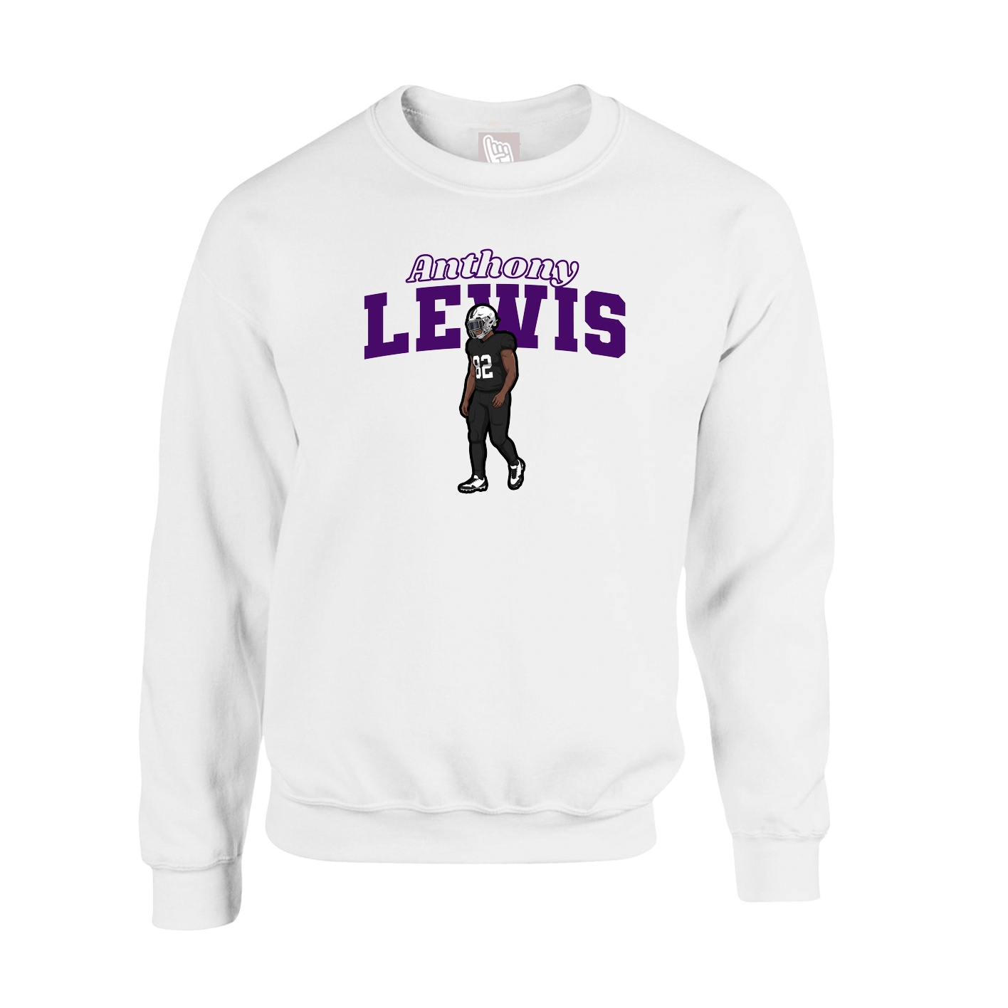 Fleece Crew — Name Arch in White