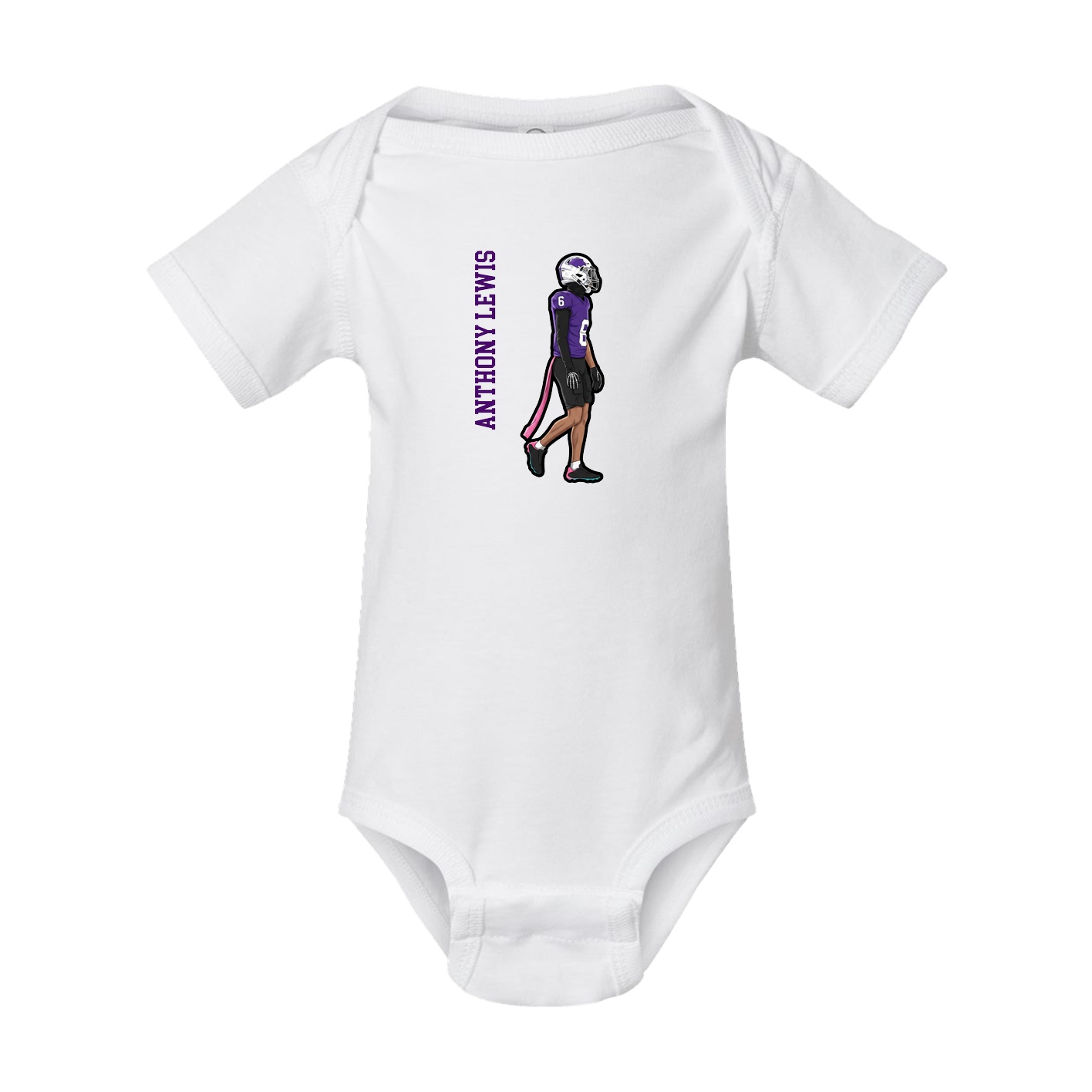 Baby Onesie — Name Vertical in White