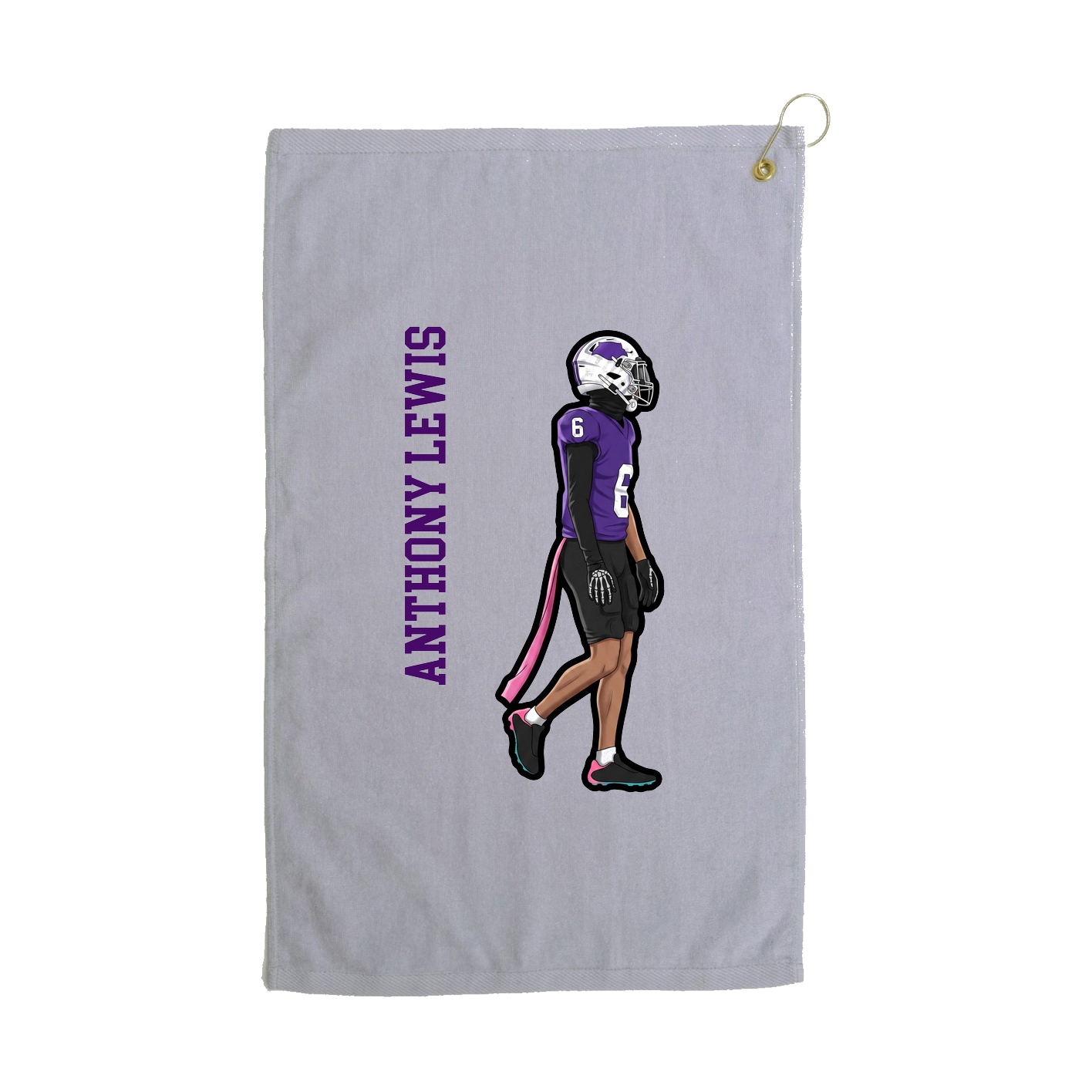 Golf Towel — Name Vertical in Grey