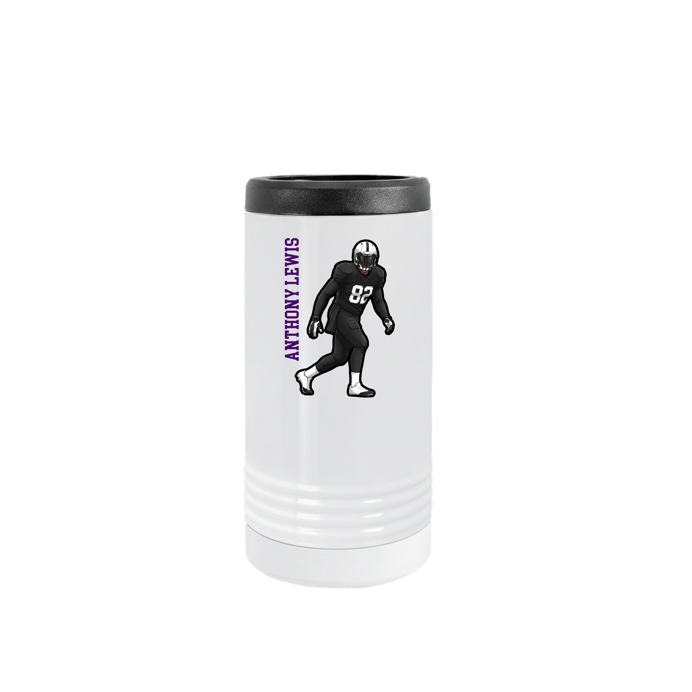 Slim Beverage Holder — Name Vertical in White