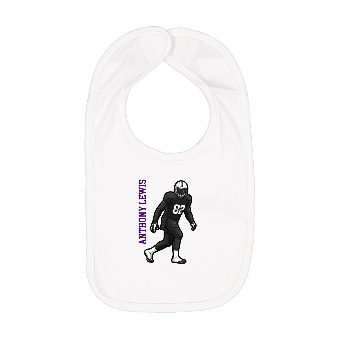 Infant Bib — Name Vertical in White