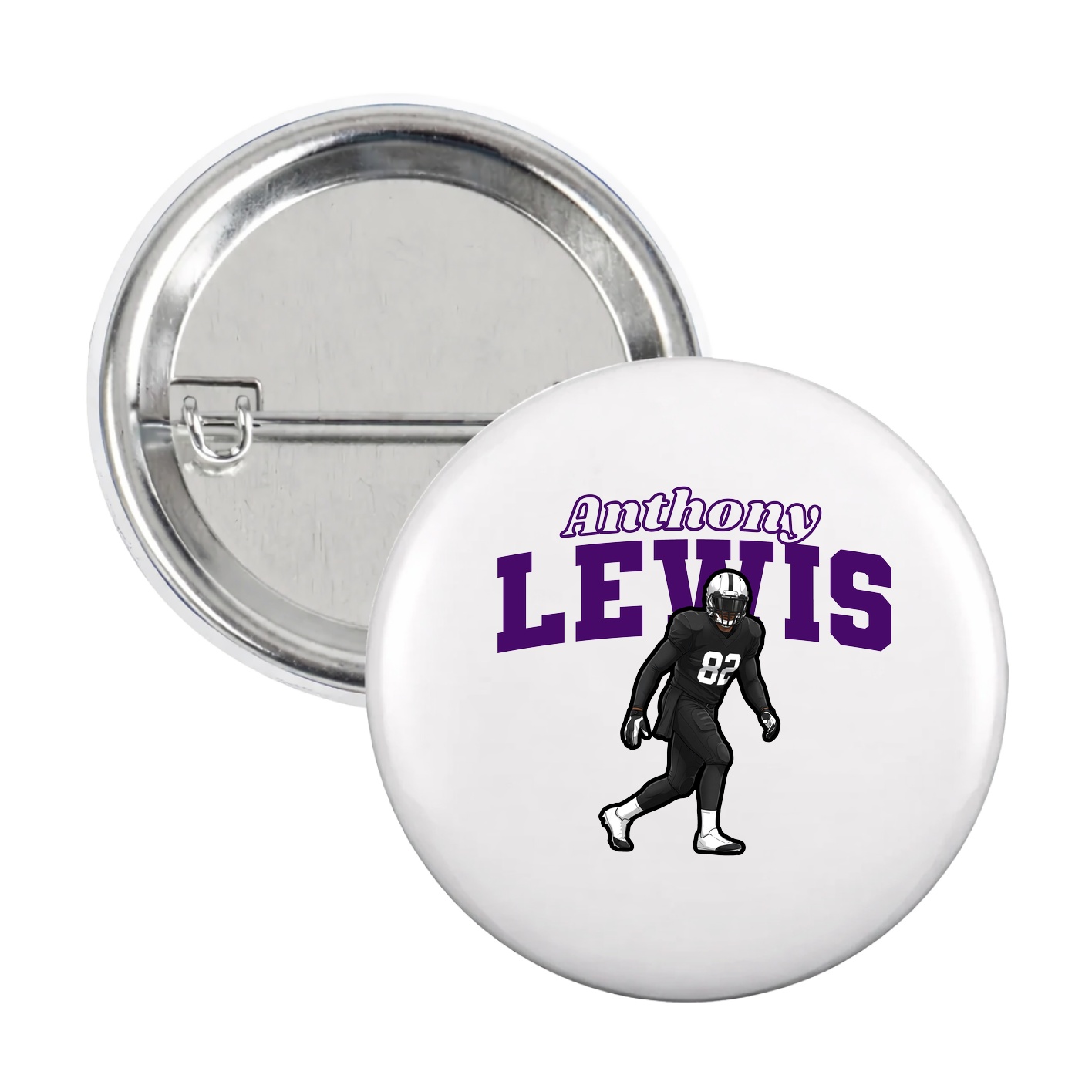 Game Day Button — Name Arch in White
