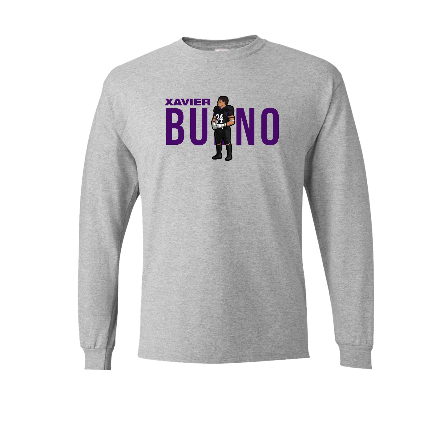 Long Sleeve Tee — Player Name in Grey