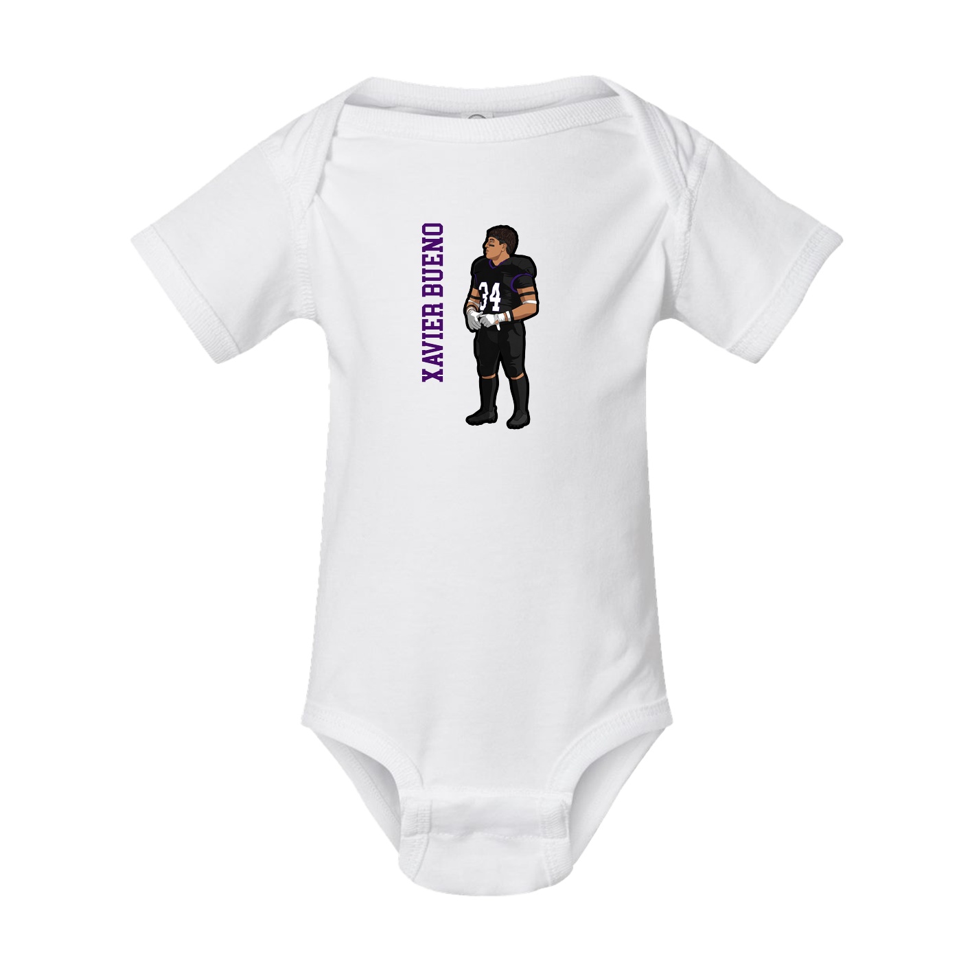 Baby Onesie — Name Vertical in White