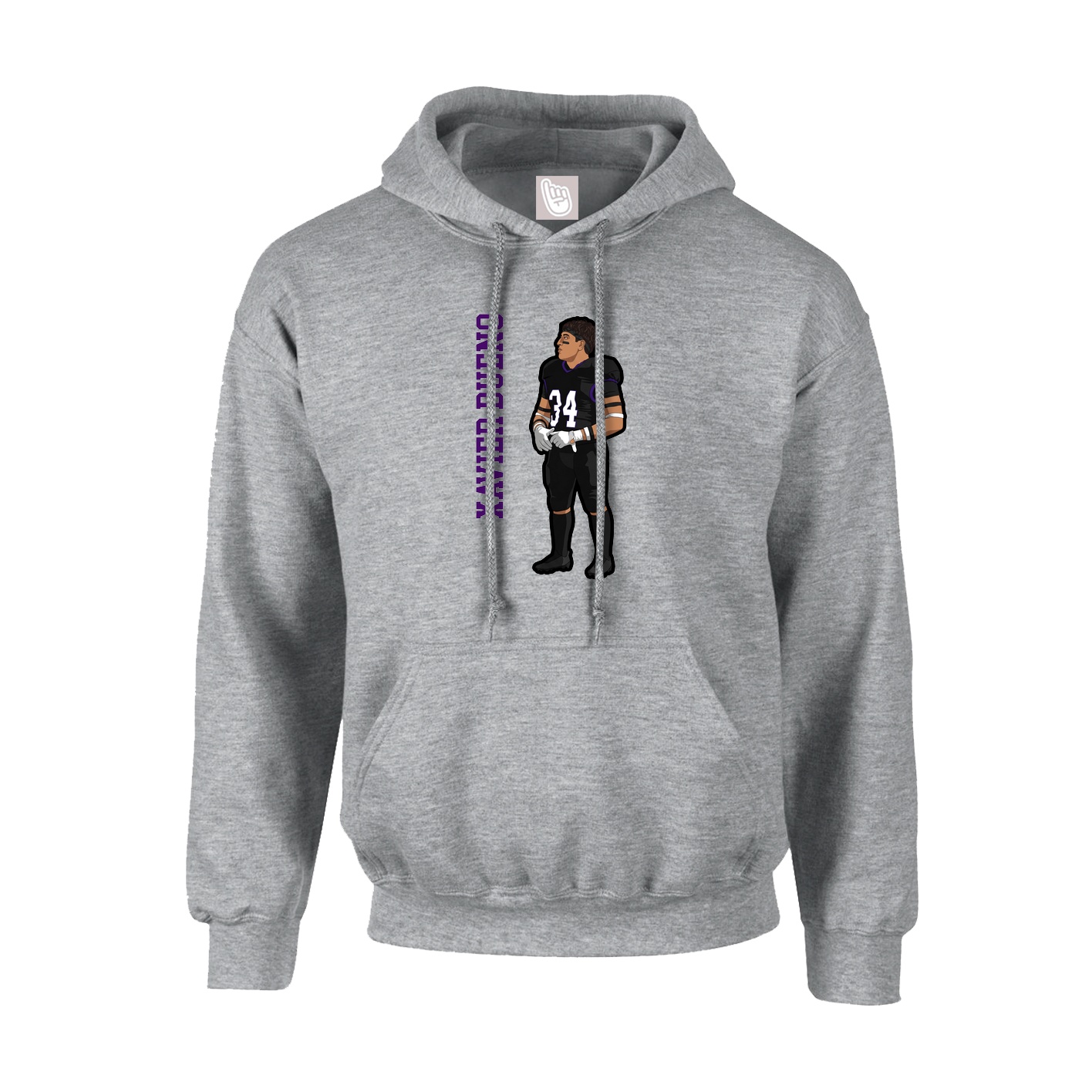 Hoodie — Name Vertical in Grey
