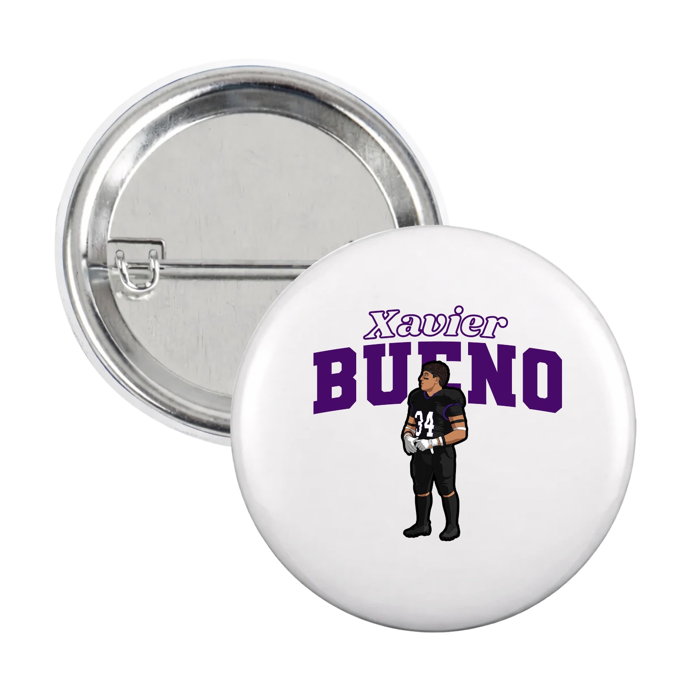 Game Day Button — Name Arch in White