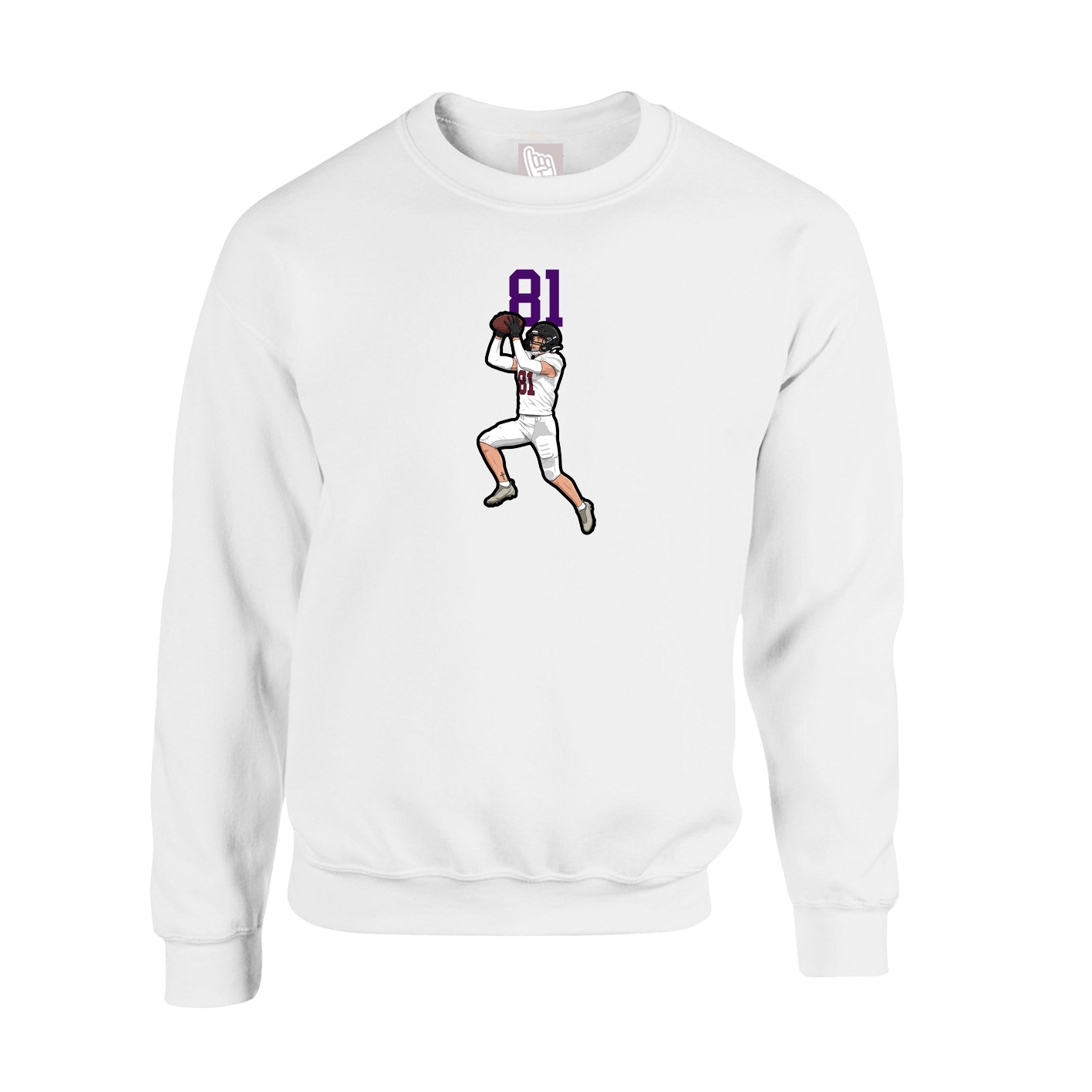 Fleece Crew — Number Top in White
