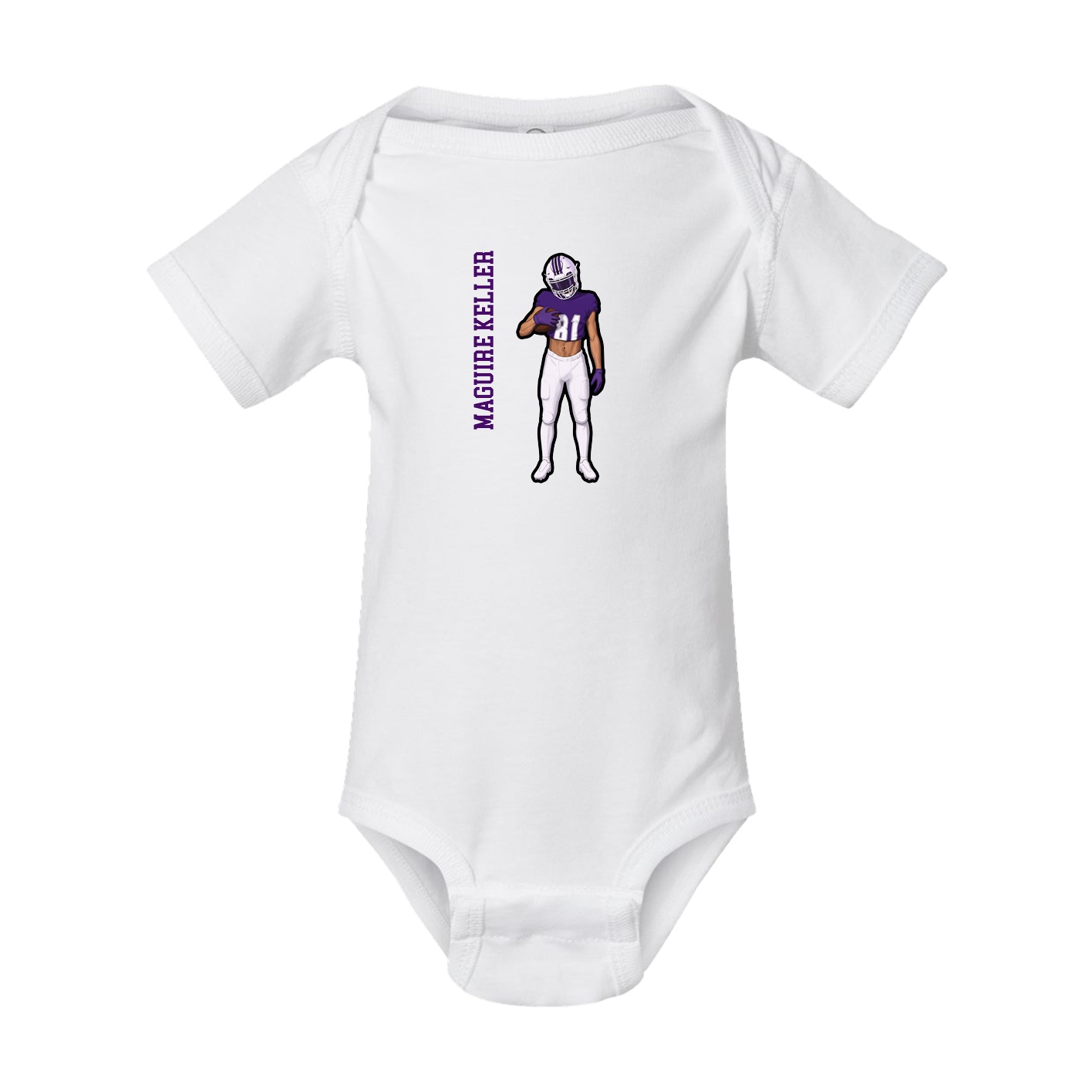 Baby Onesie — Name Vertical in White