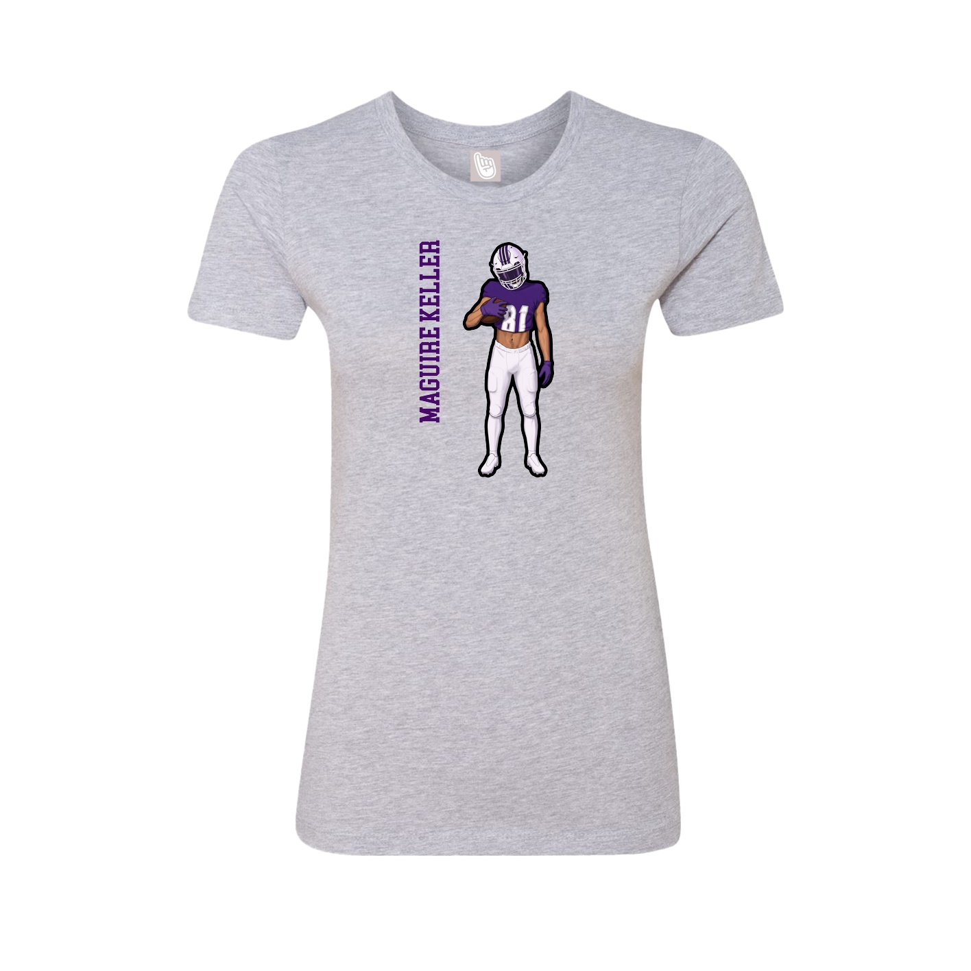 Fitted Women's Tee — Name Vertical in Grey