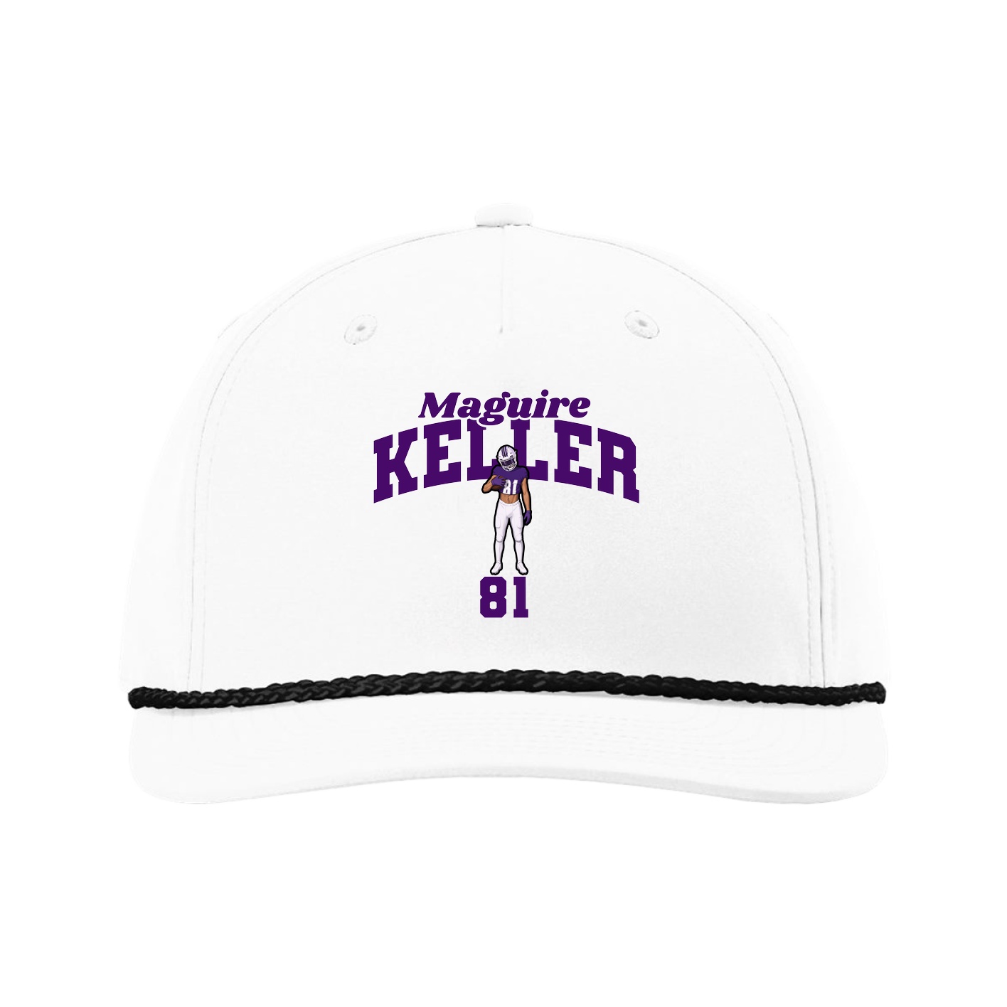 Five-Panel Classic Rope Cap — Signature Arch in White