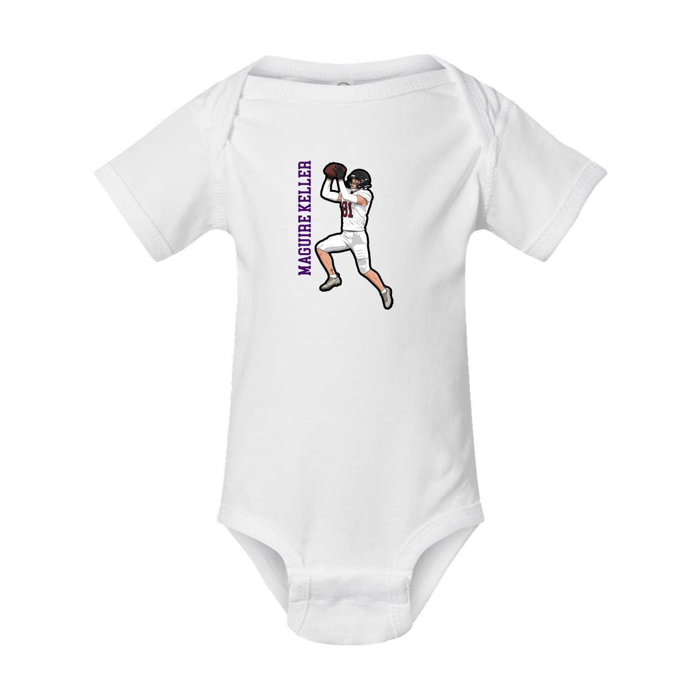 Baby Onesie — Name Vertical in White