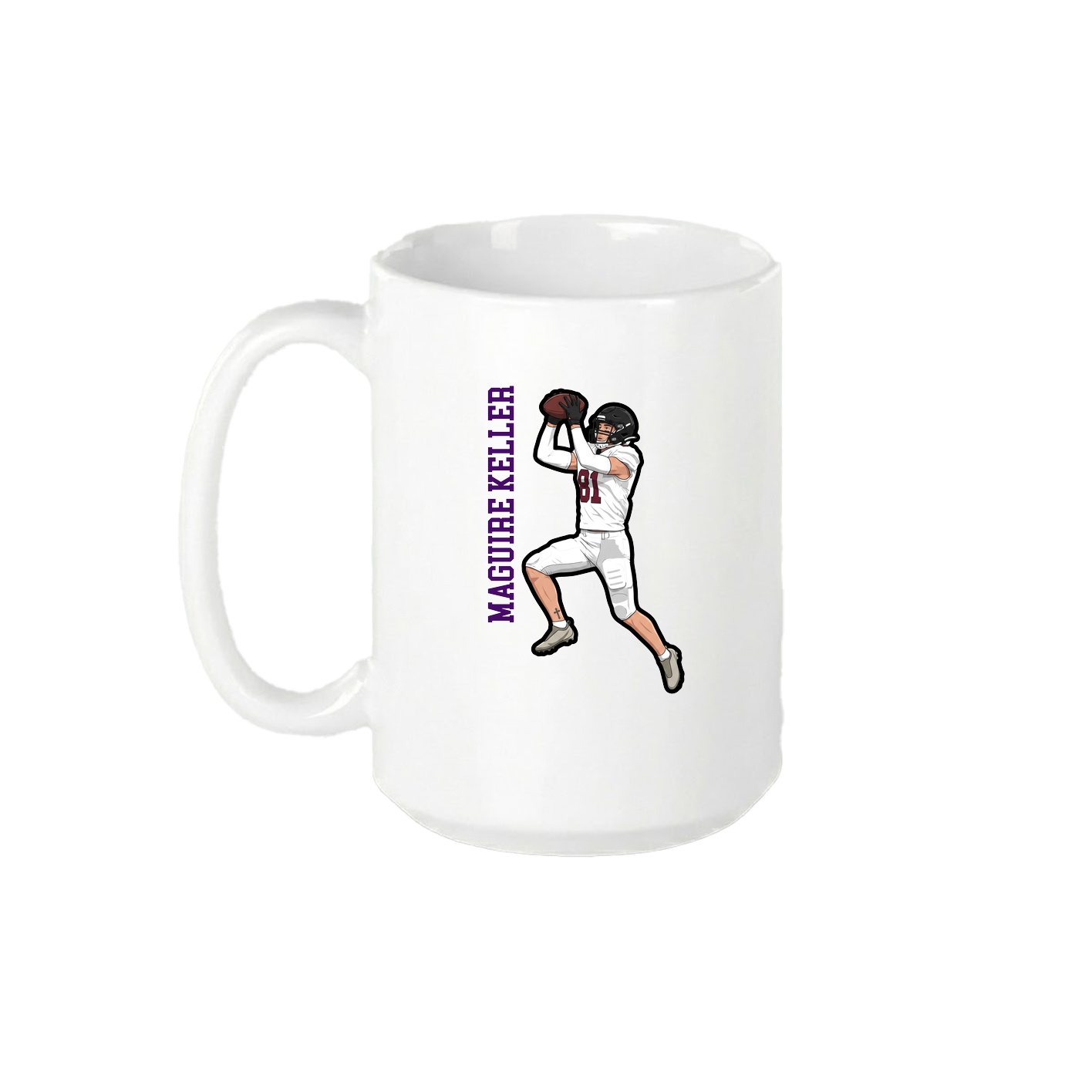 15oz Coffee Mug — Name Vertical in White