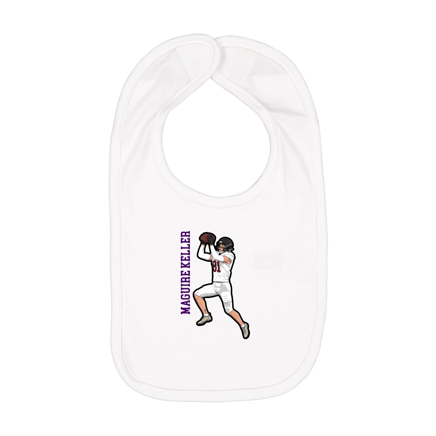 Infant Bib — Name Vertical in White