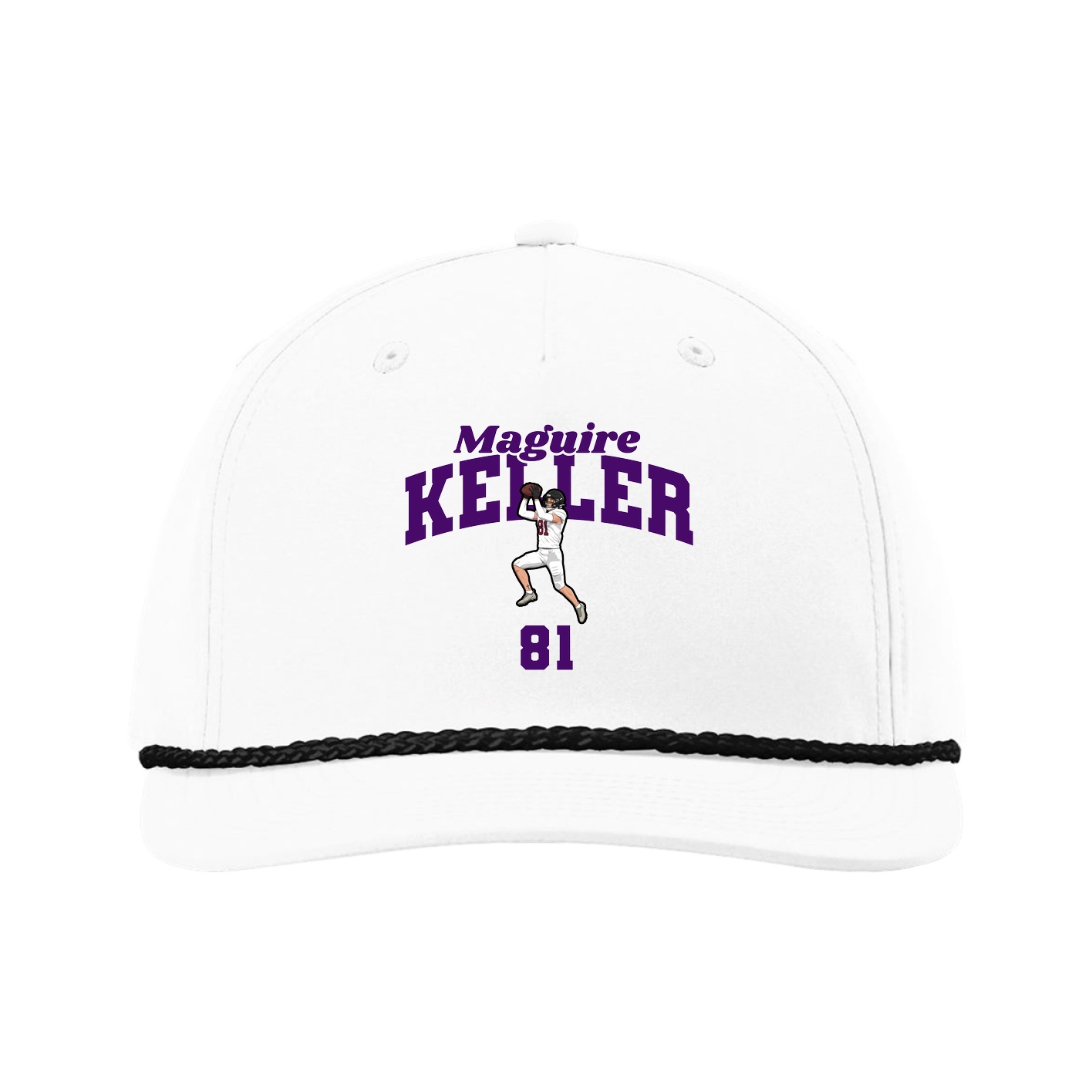 Five-Panel Classic Rope Cap — Signature Arch in White