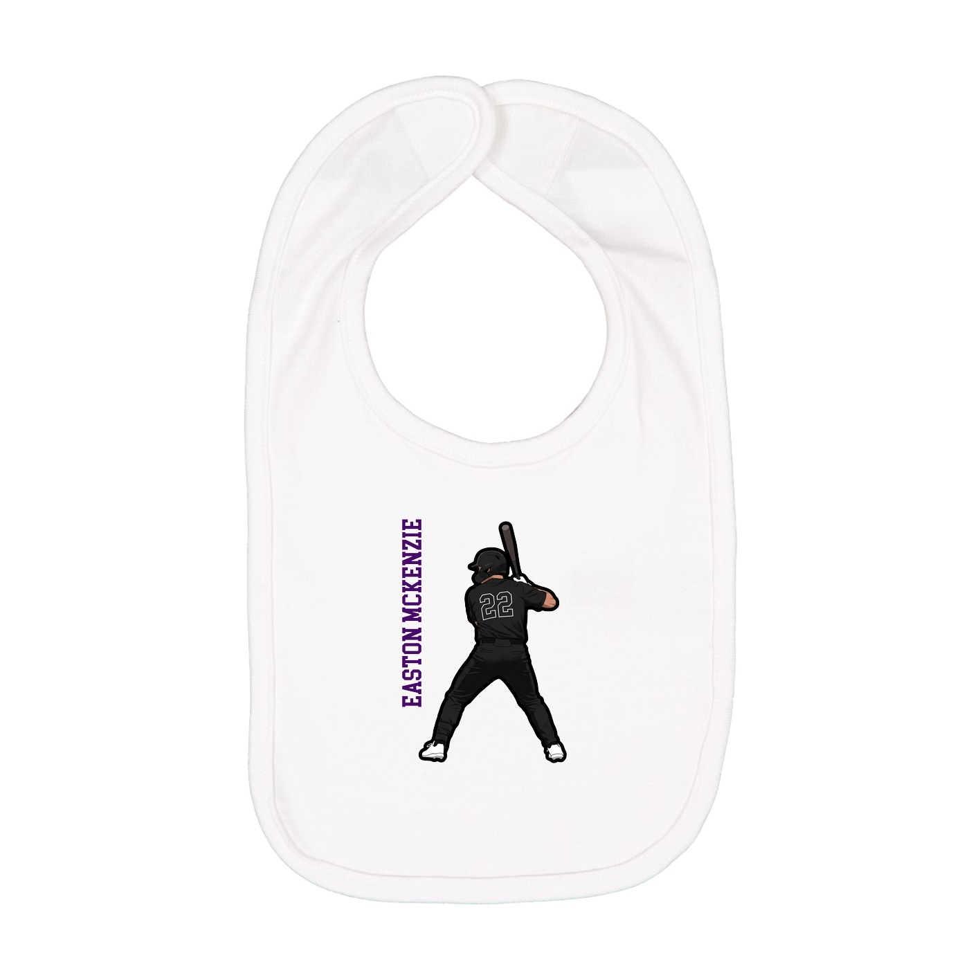 Infant Bib — Name Vertical in White