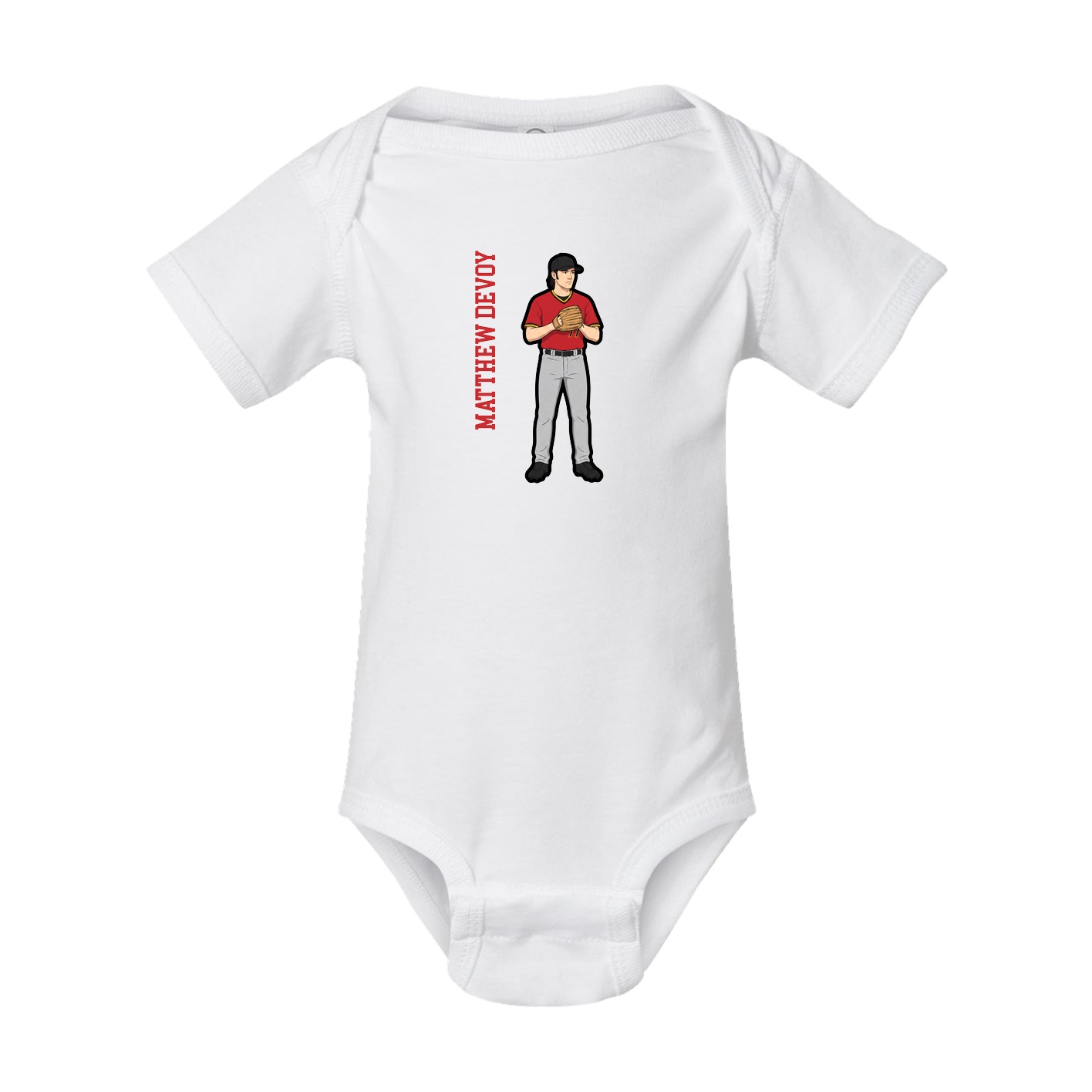 Baby Onesie — Name Vertical in White