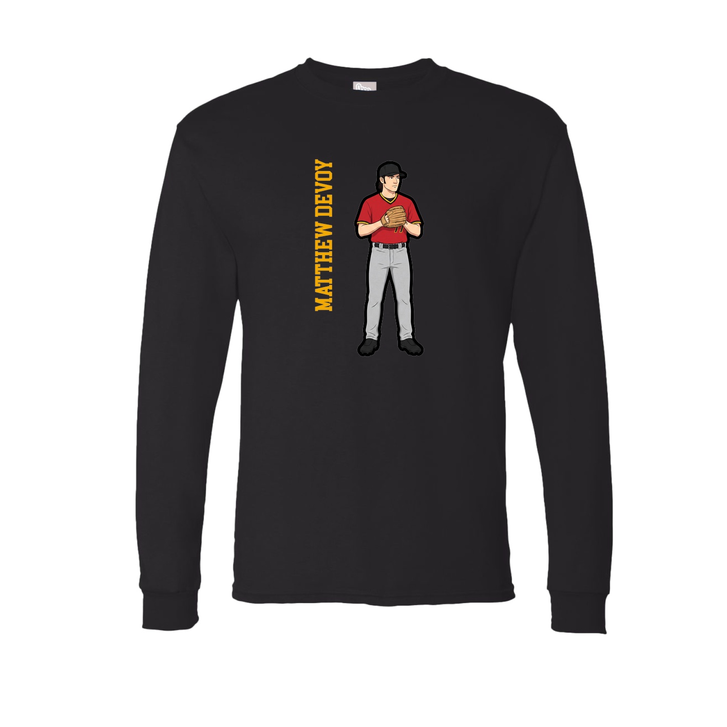 Long Sleeve Tee — Name Vertical in Black