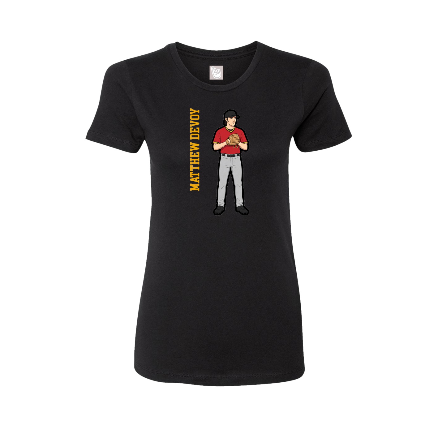 Fitted Women's Tee — Name Vertical in Black