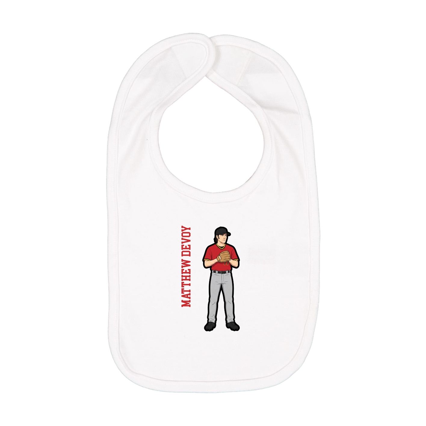 Infant Bib — Name Vertical in White