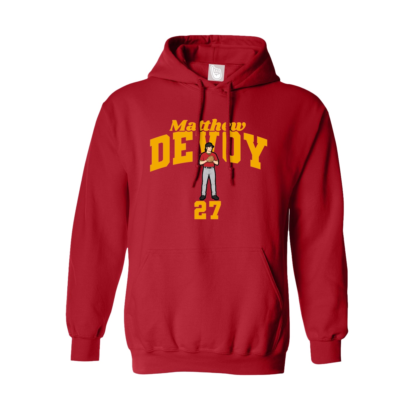 Youth Hoodie — Signature Arch in Red