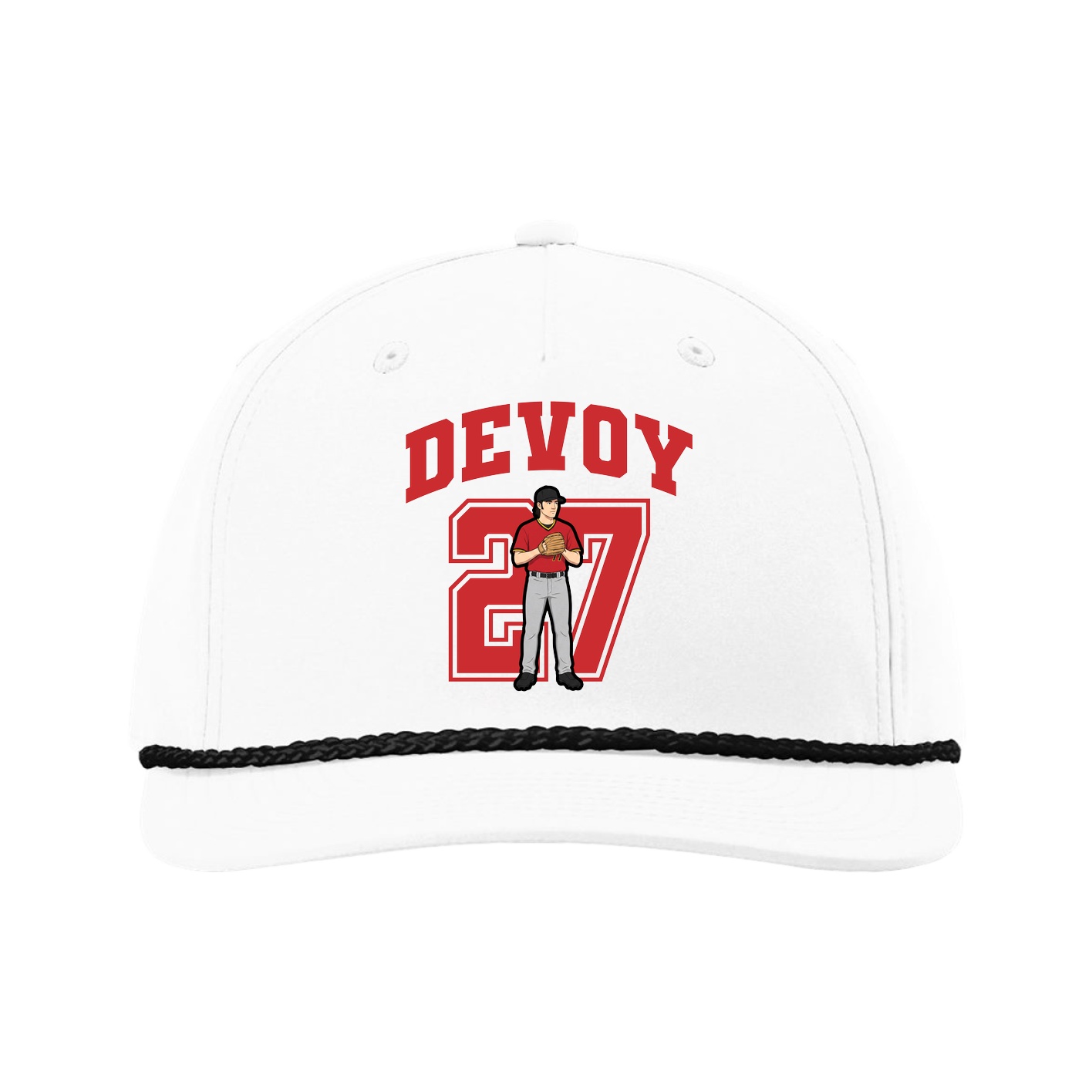Five-Panel Classic Rope Cap — Number in White