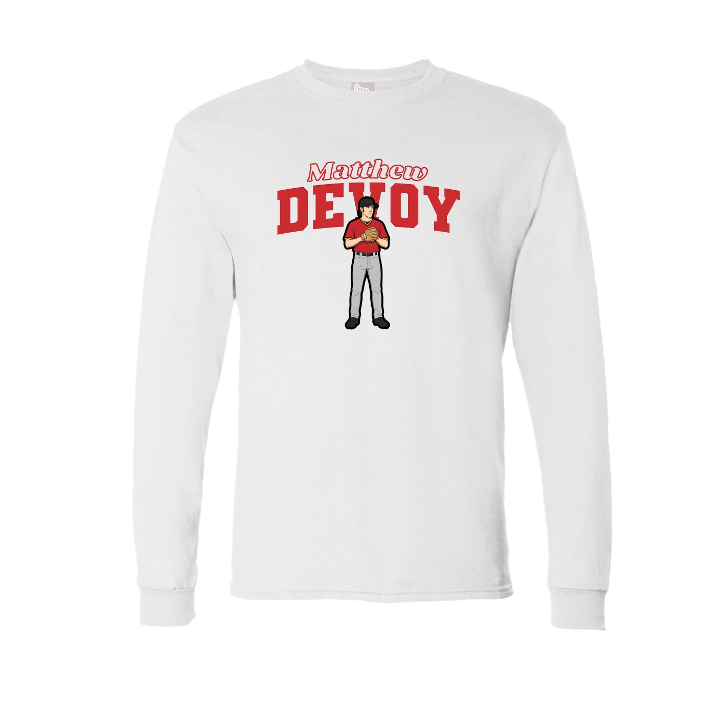 Long Sleeve Tee — Name Arch in White