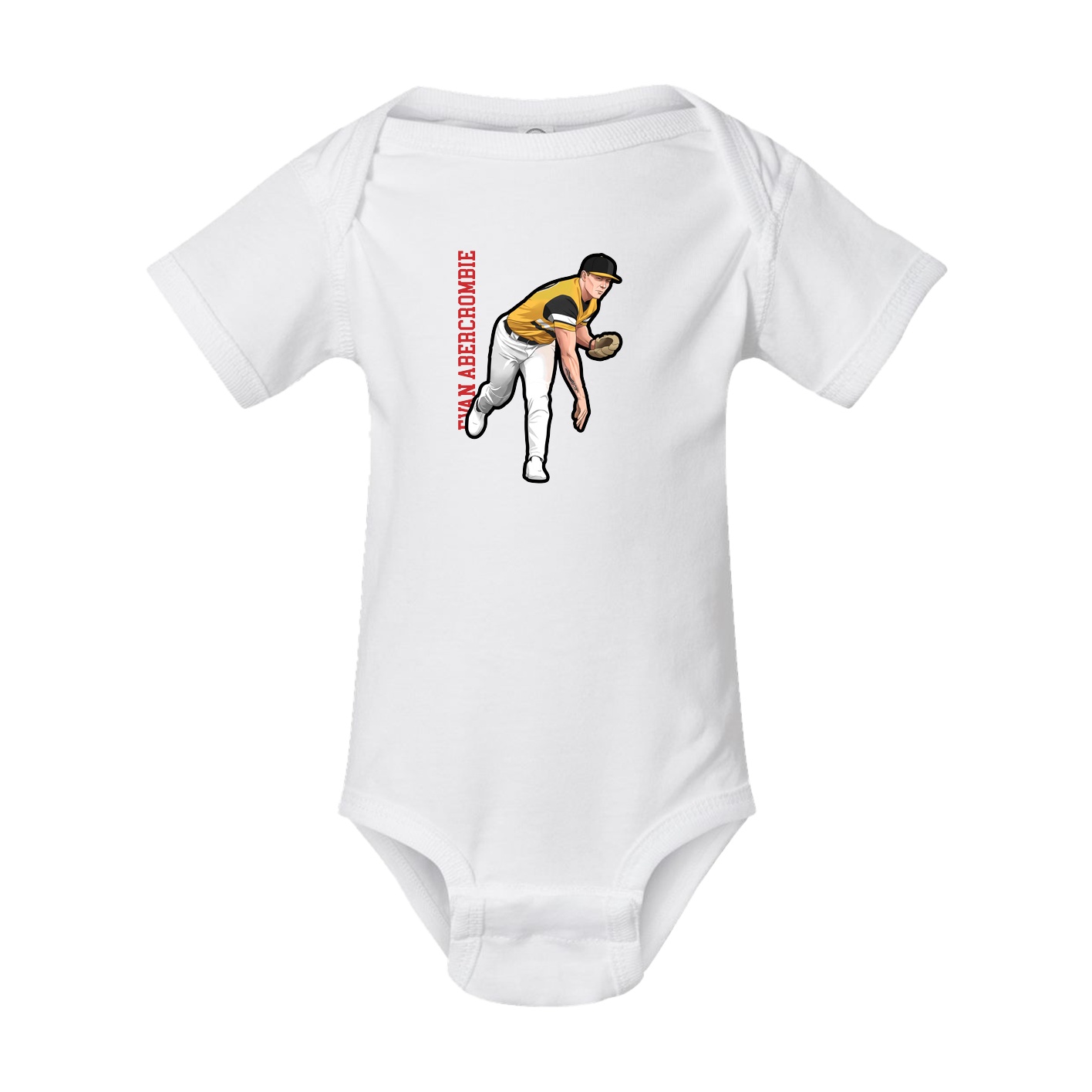 Baby Onesie — Name Vertical in White