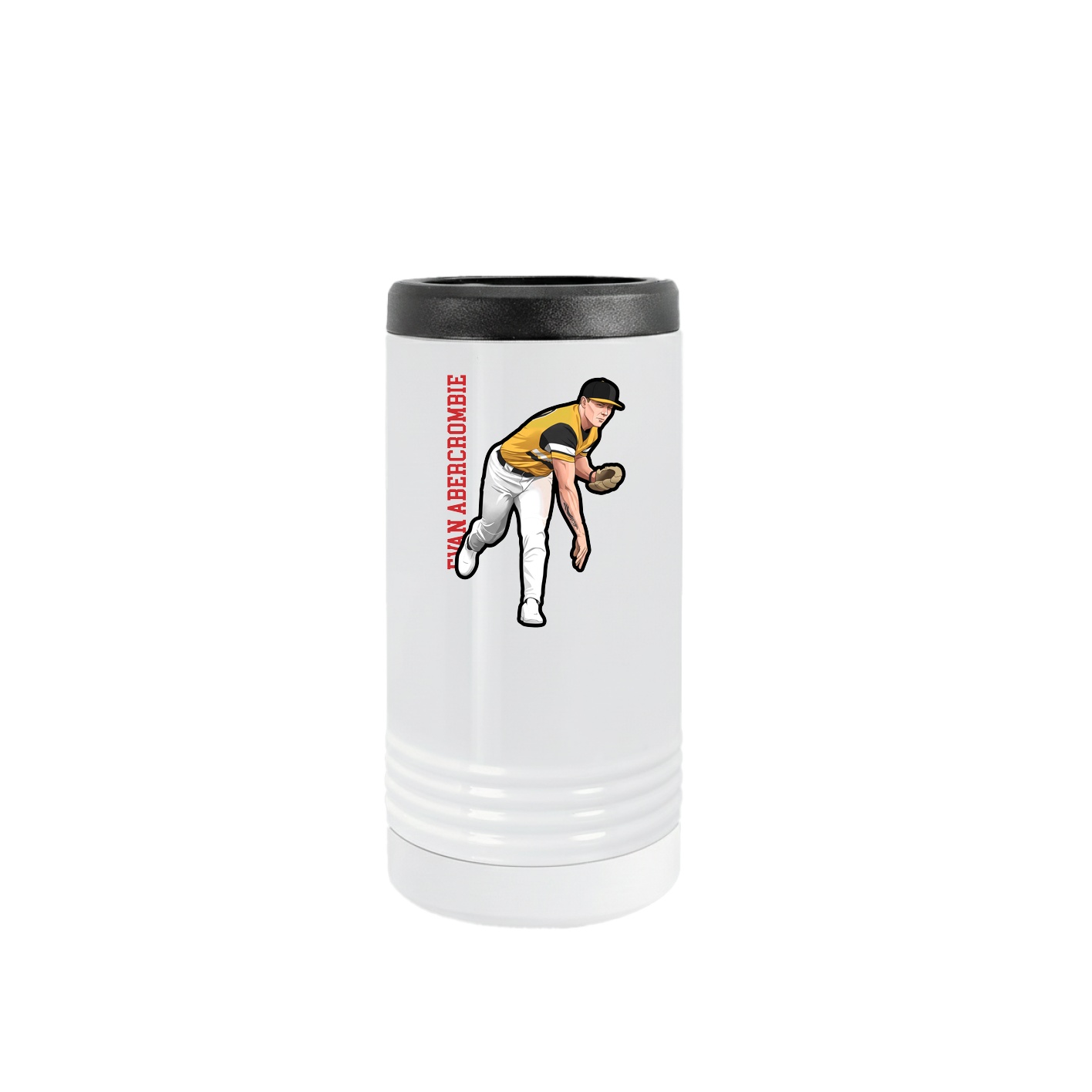 Slim Beverage Holder — Name Vertical in White
