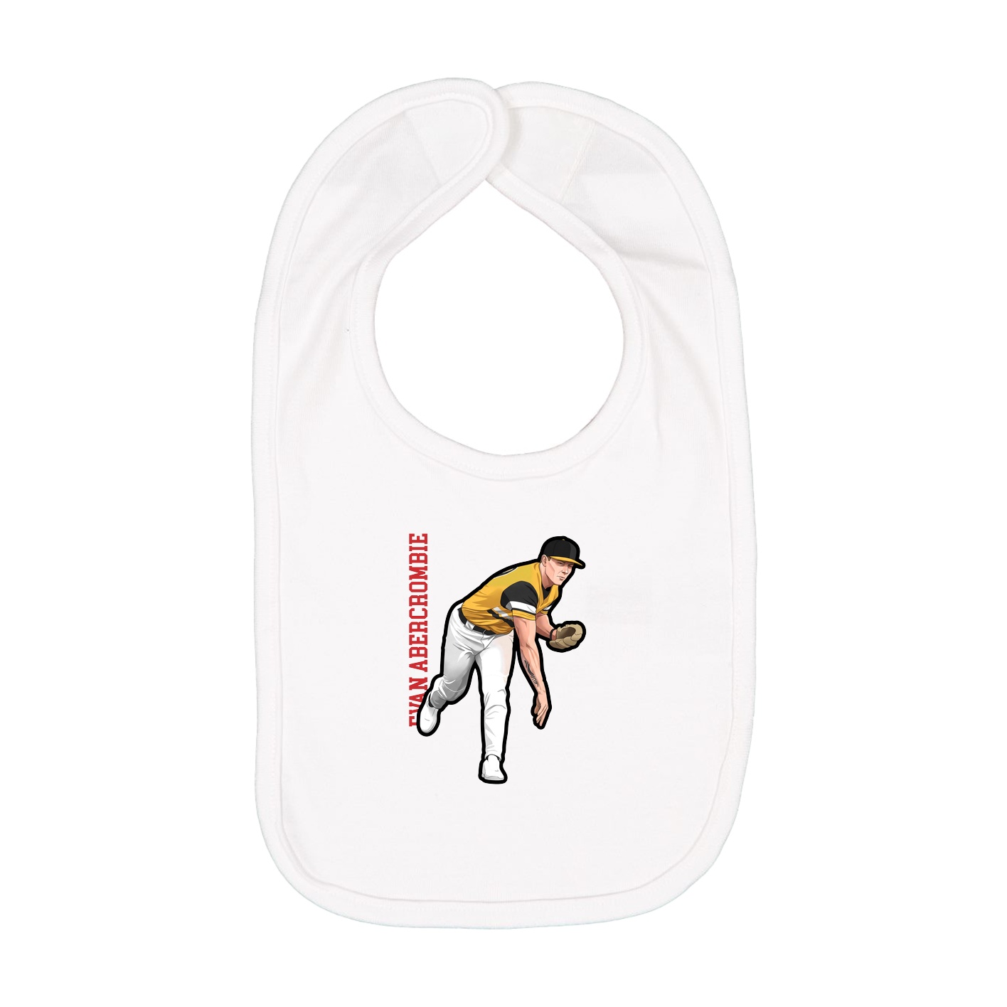 Infant Bib — Name Vertical in White