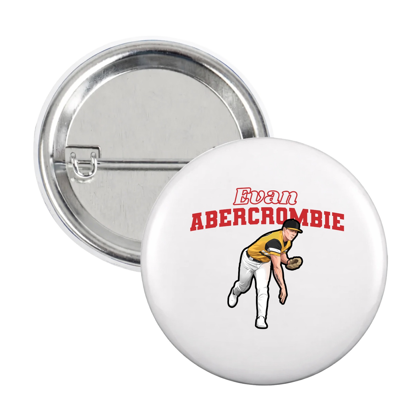 Game Day Button — Name Arch in White