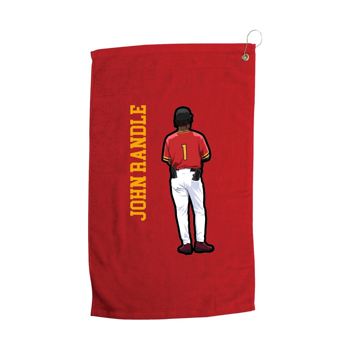 Golf Towel — Name Vertical in Red