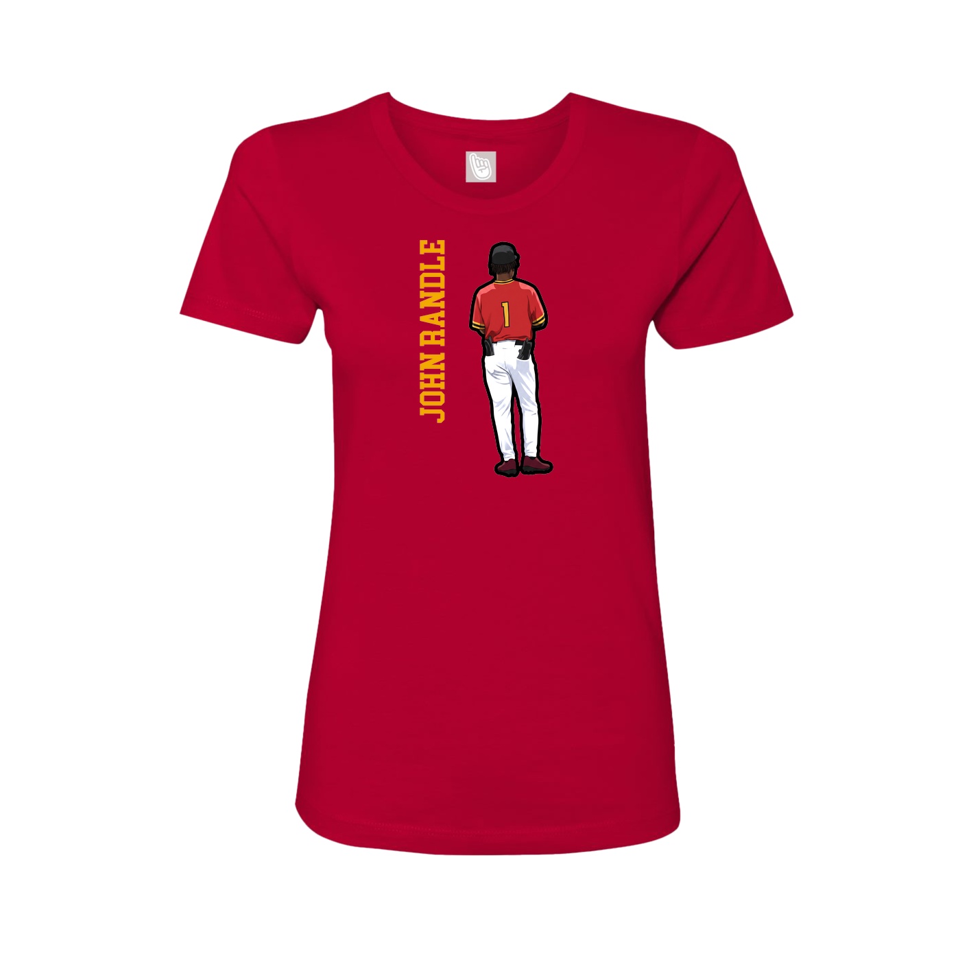 Fitted Women's Tee — Name Vertical in Red