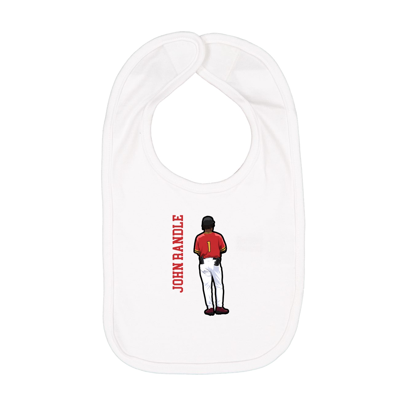 Infant Bib — Name Vertical in White