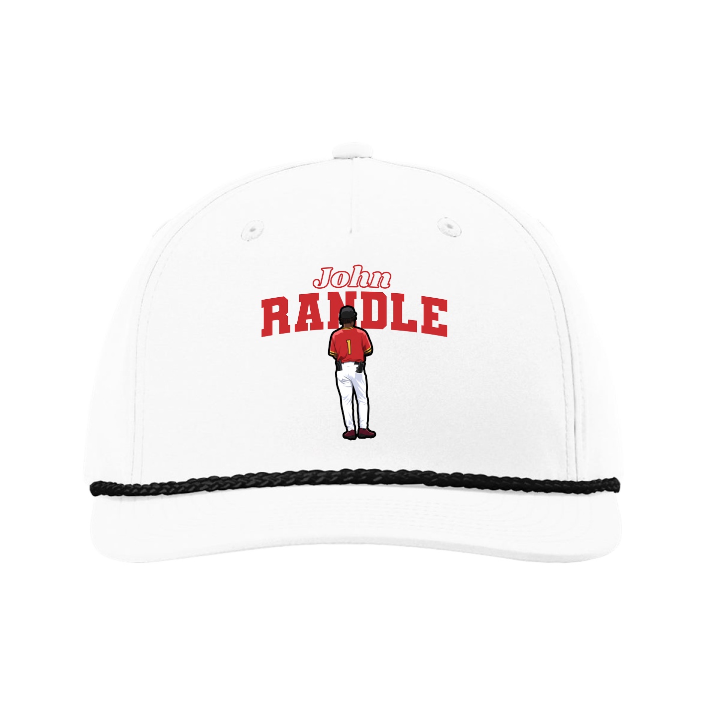 Five-Panel Classic Rope Cap — Name Arch in White