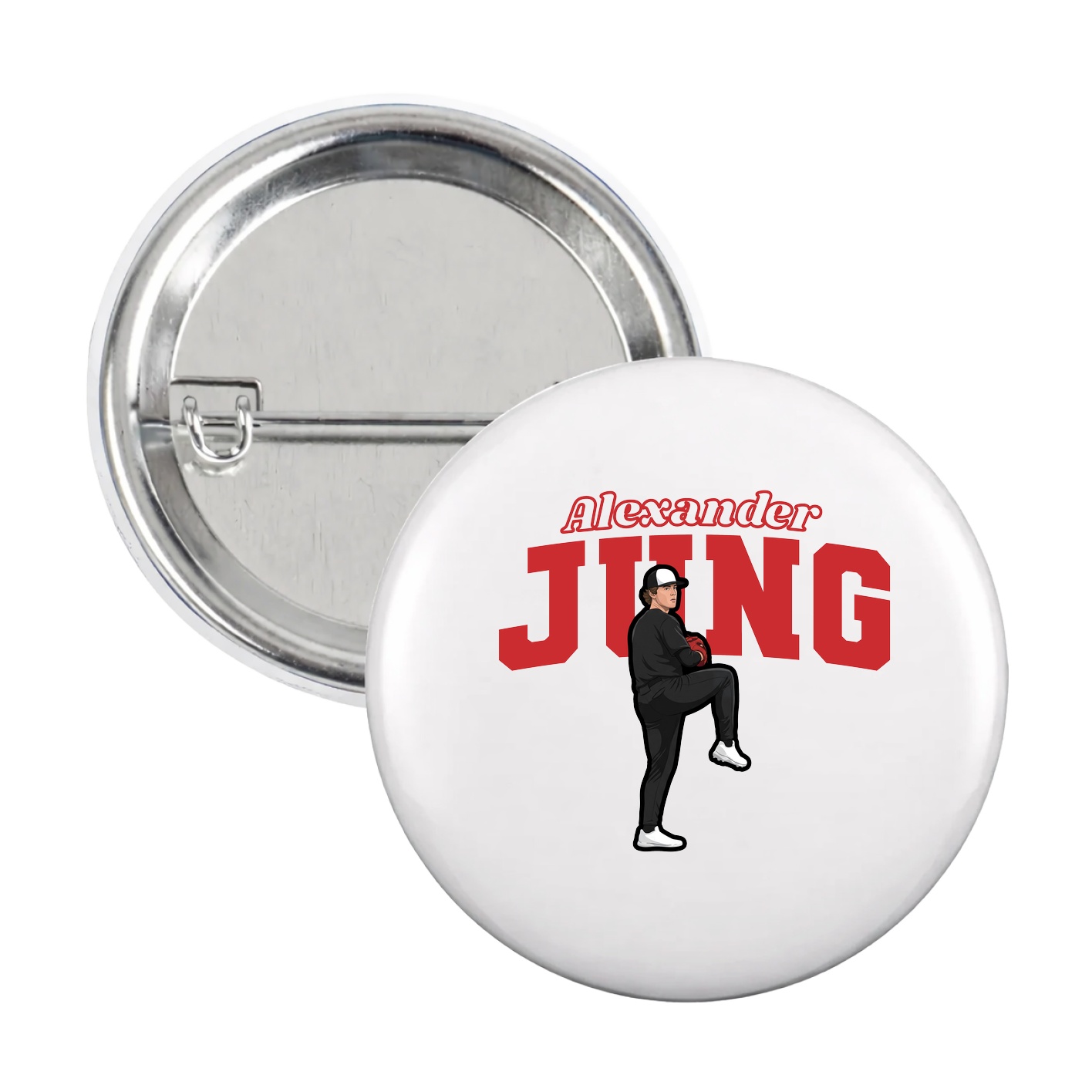 Game Day Button — Name Arch in White